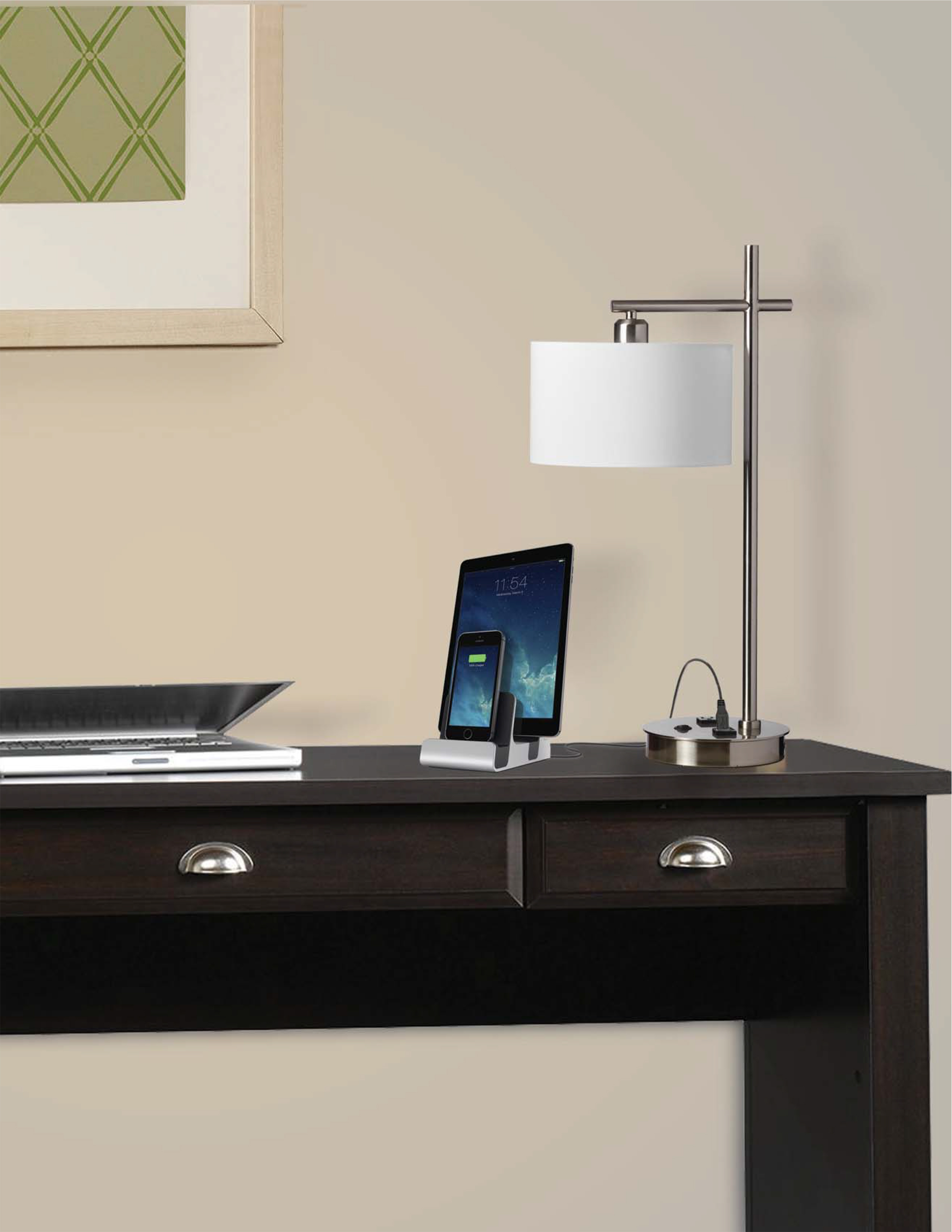 1LT Incandescent Table Lamp w/USB Port, SC