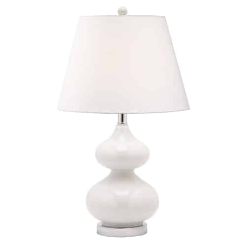 1LT Incandescent Table Lamp, WH GL w/ White Shade
