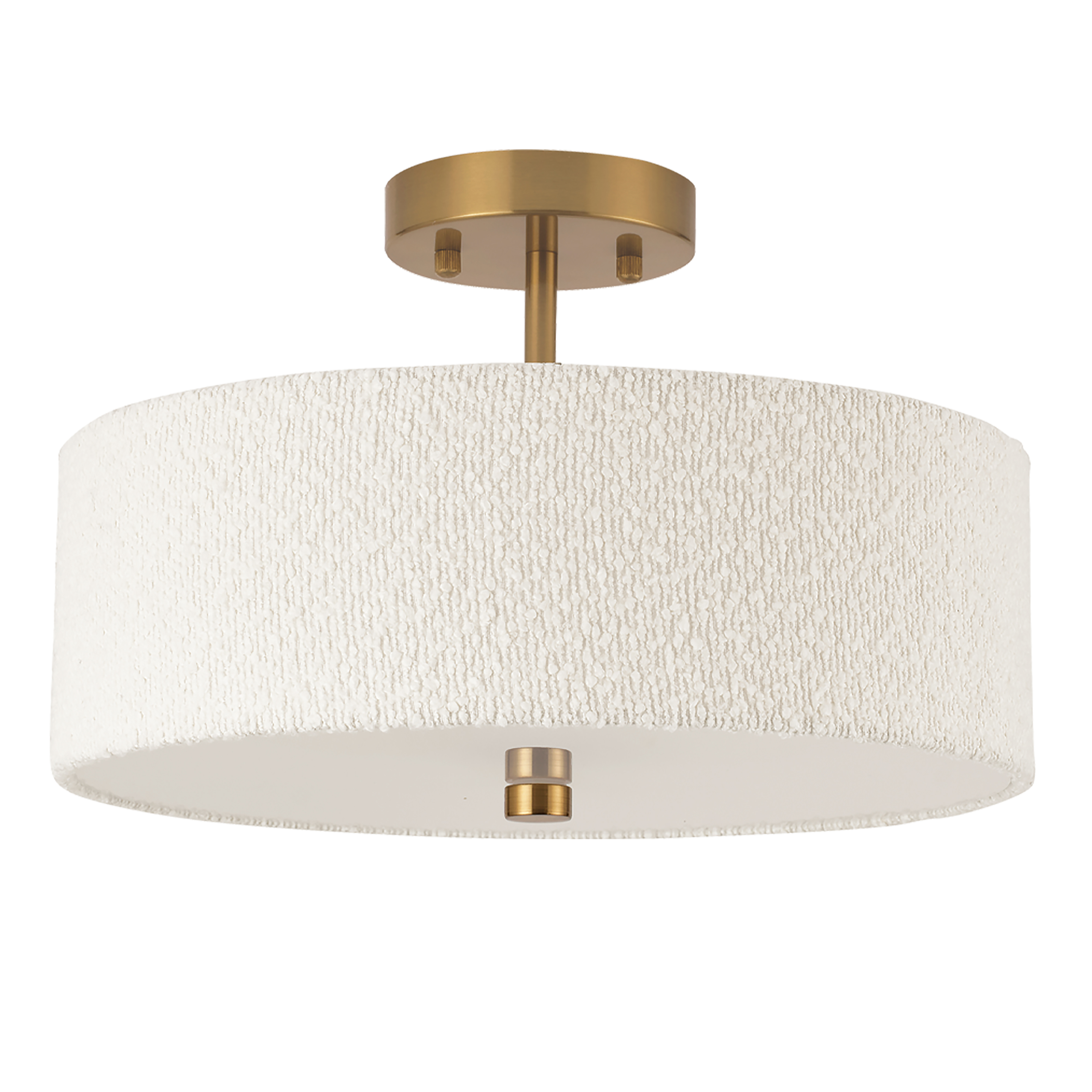 3LT Semi Flush, AGB w/ WH Boucle Shade