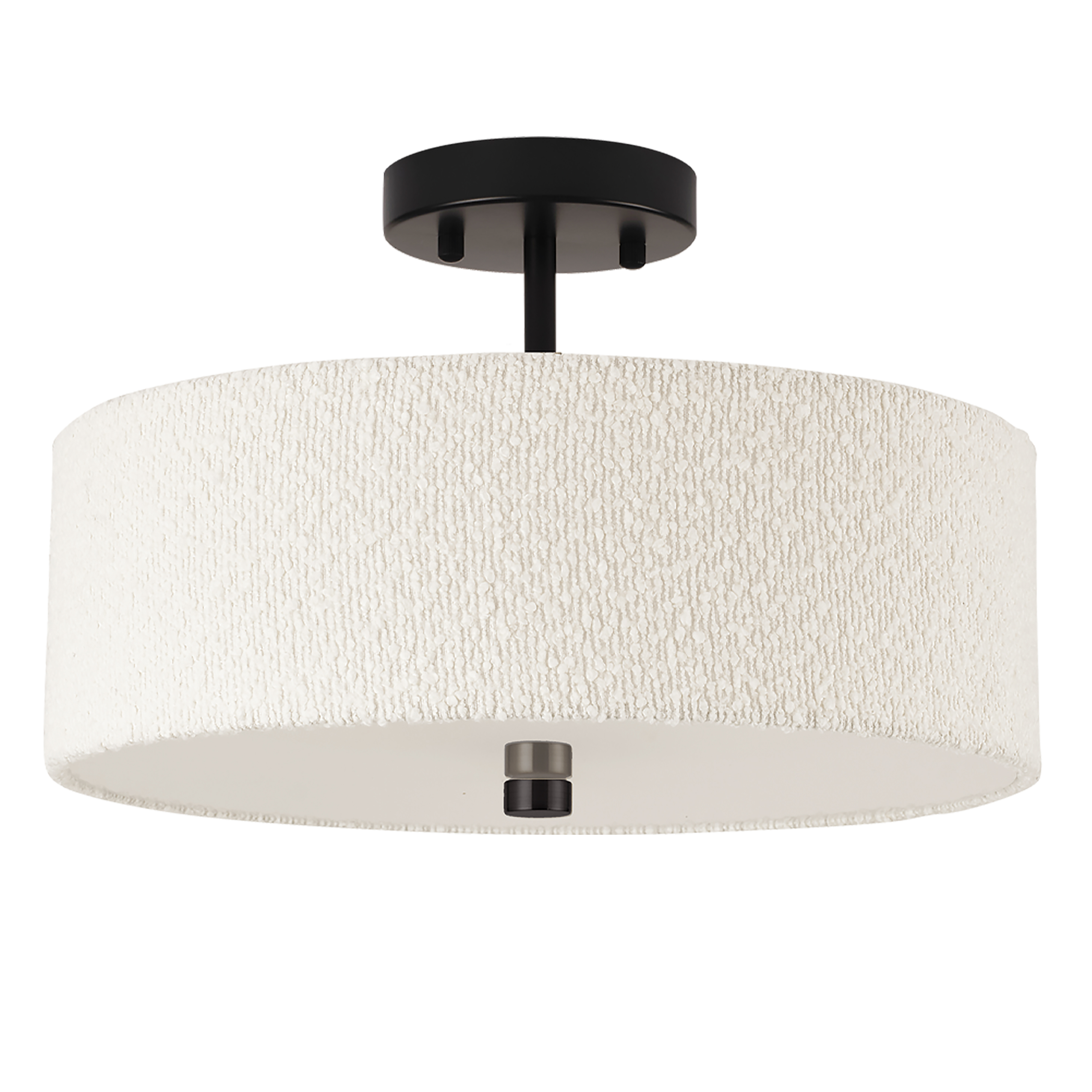 3LT Semi Flush, MB w/ WH Boucle Shade