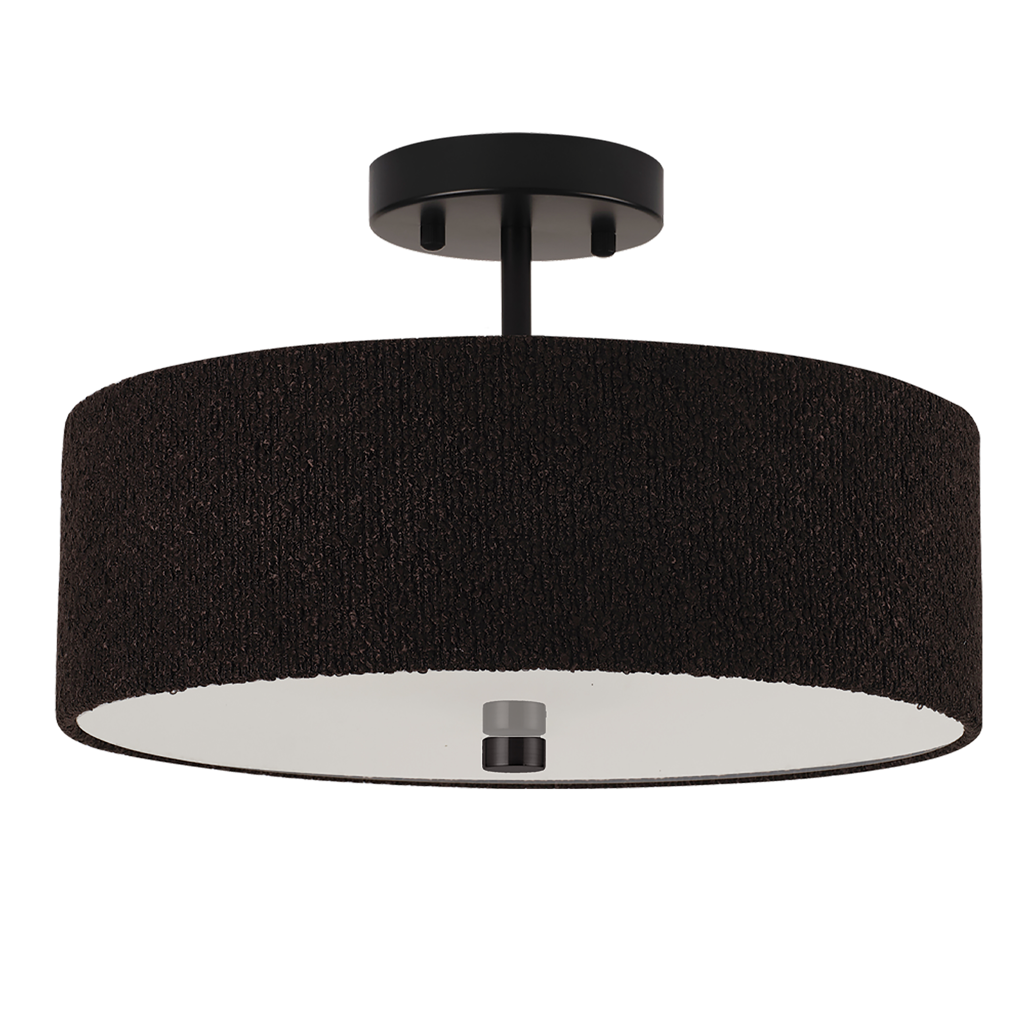 3LT Semi Flush, MB w/ BK Boucle Shade