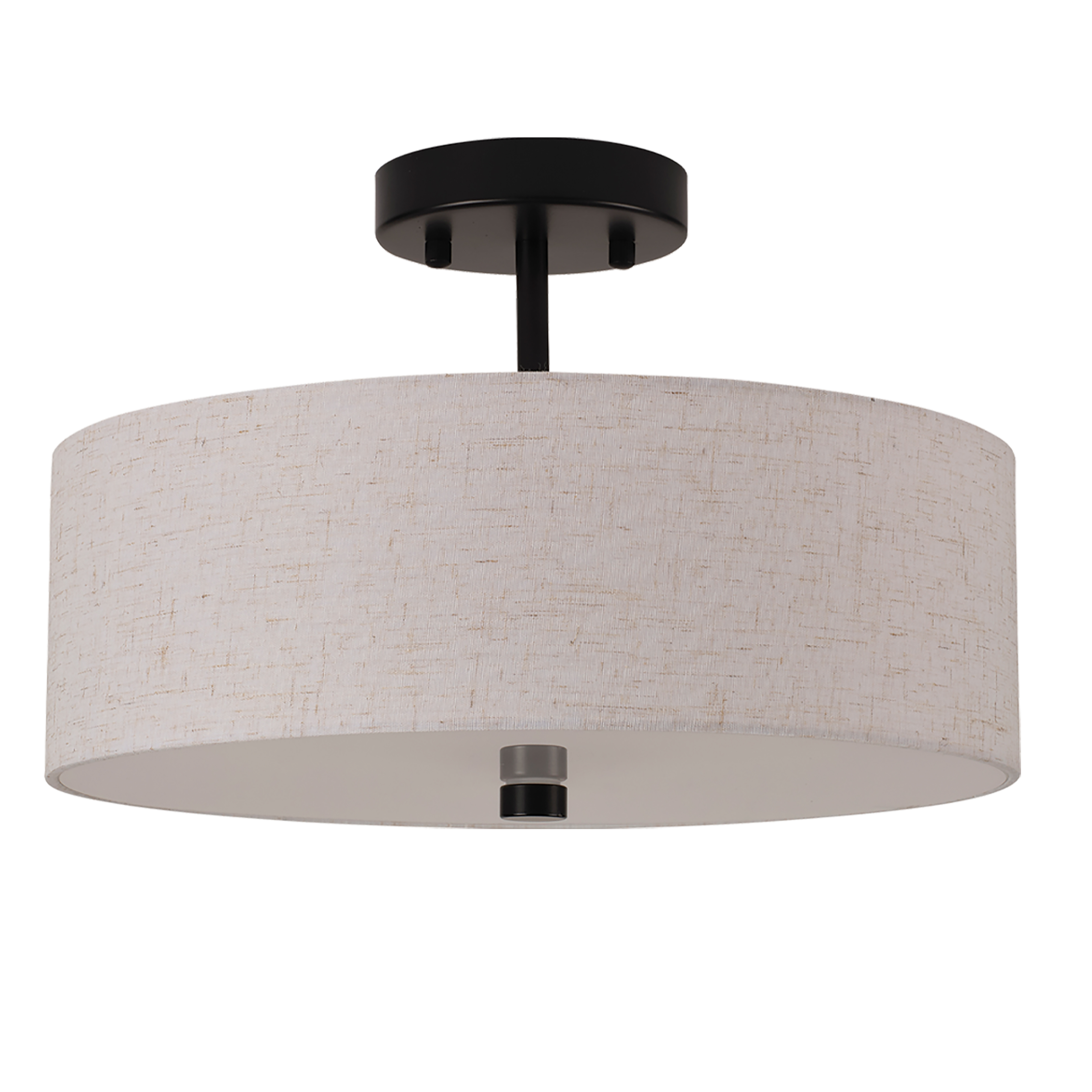 3LT Semi-Flush Mount, MB w/ Flax Linen Shade