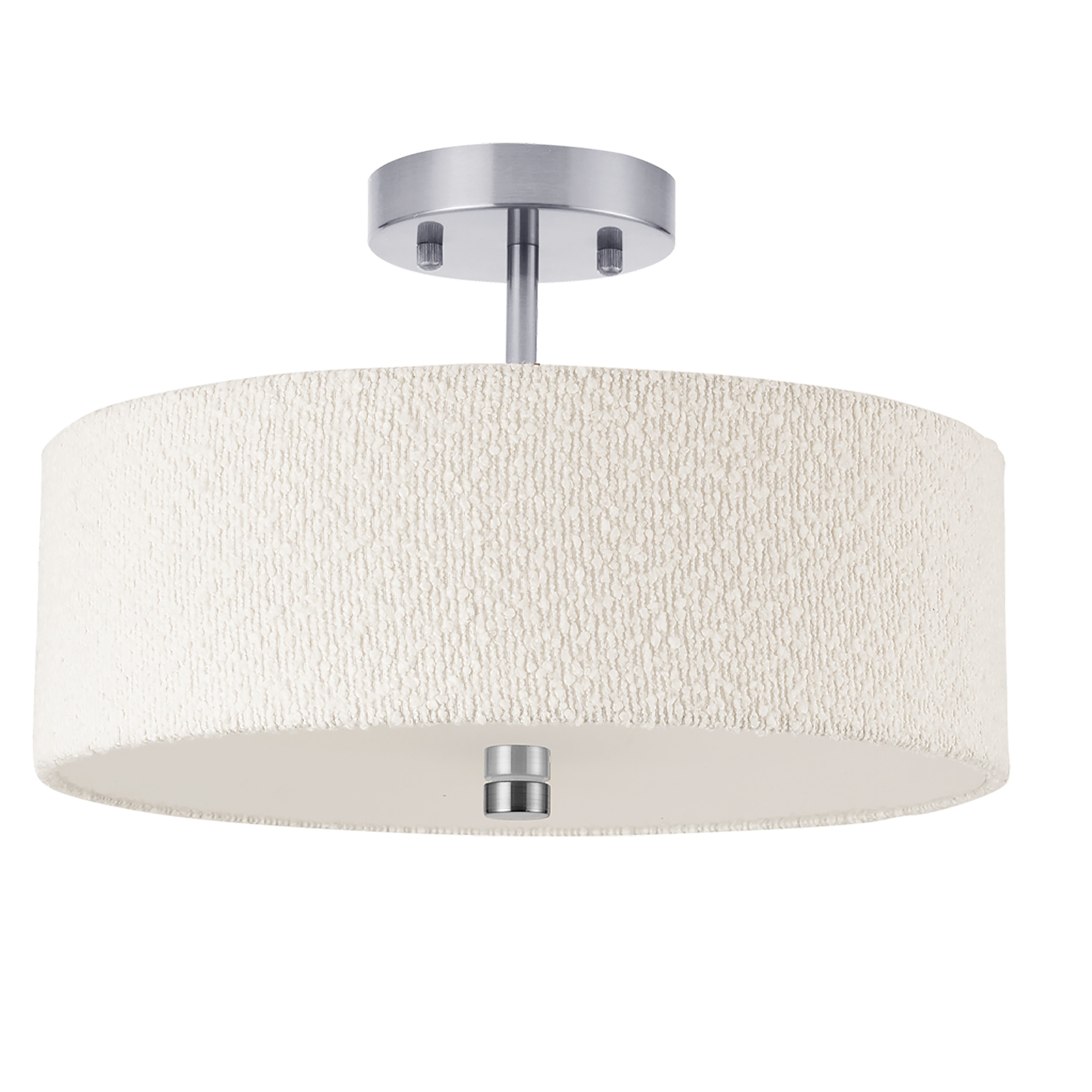 3LT Semi Flush, PC w/ WH Boucle Shade