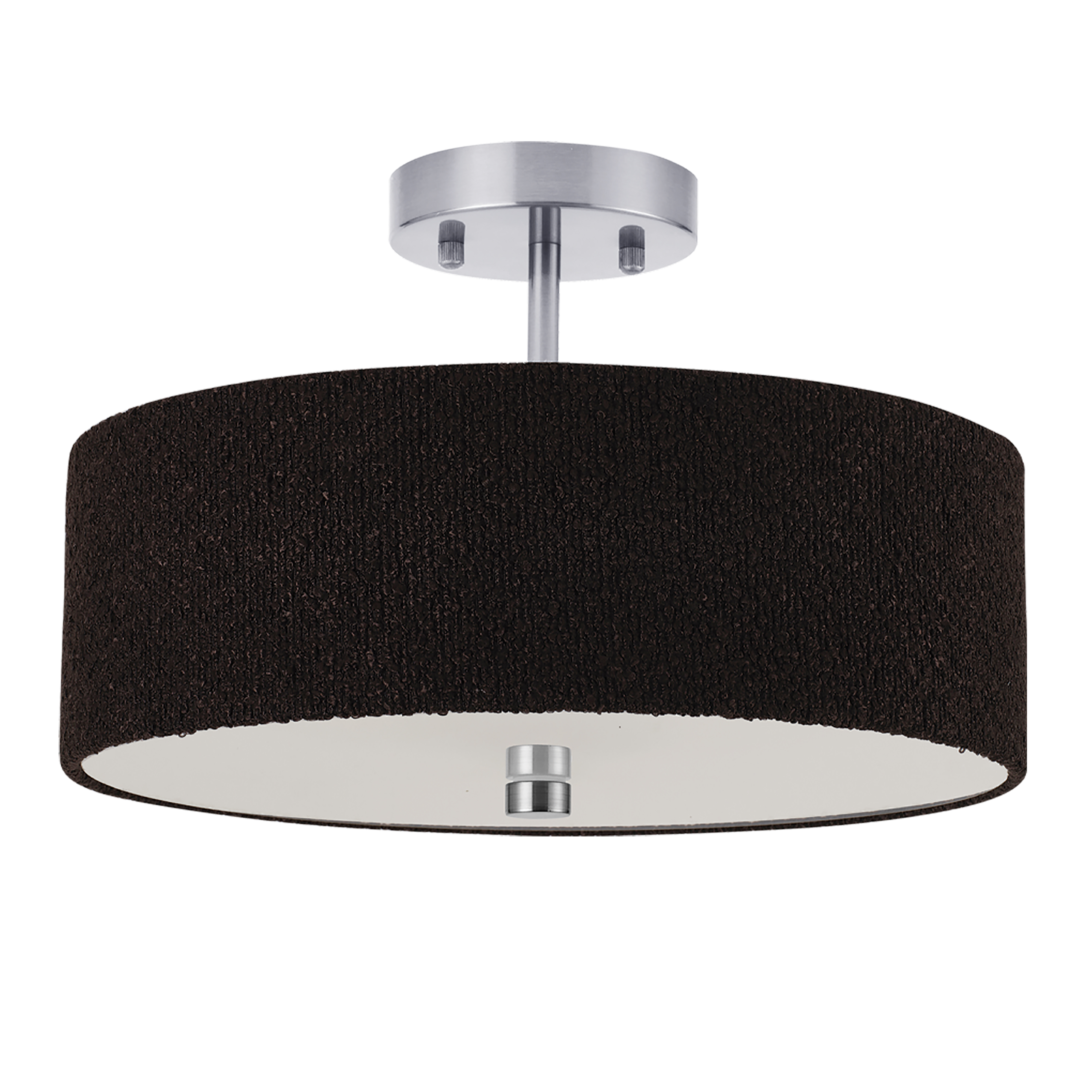 3LT Semi Flush, PC w/ BK Boucle Shade