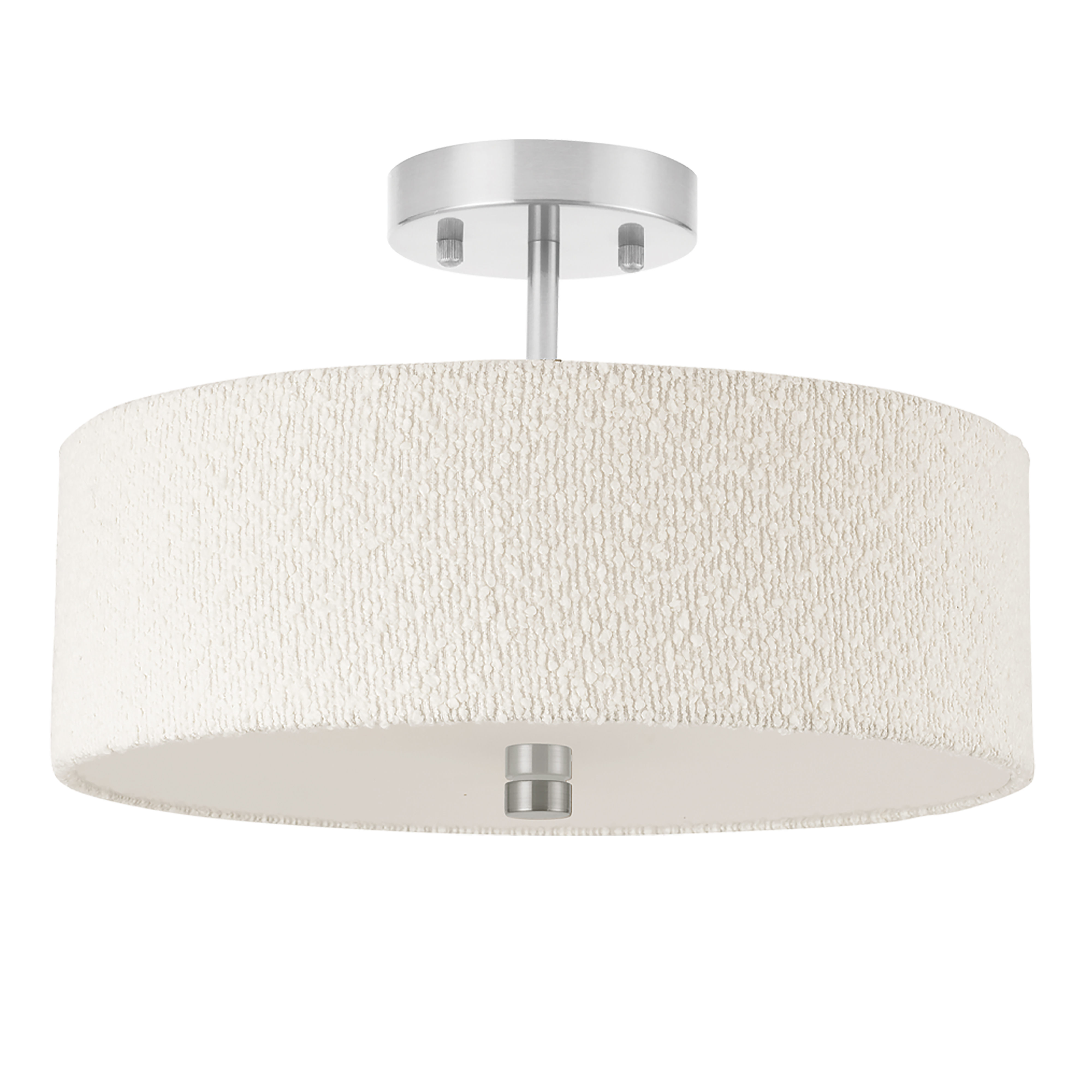 3LT Semi Flush, SC w/ WH Boucle Shade
