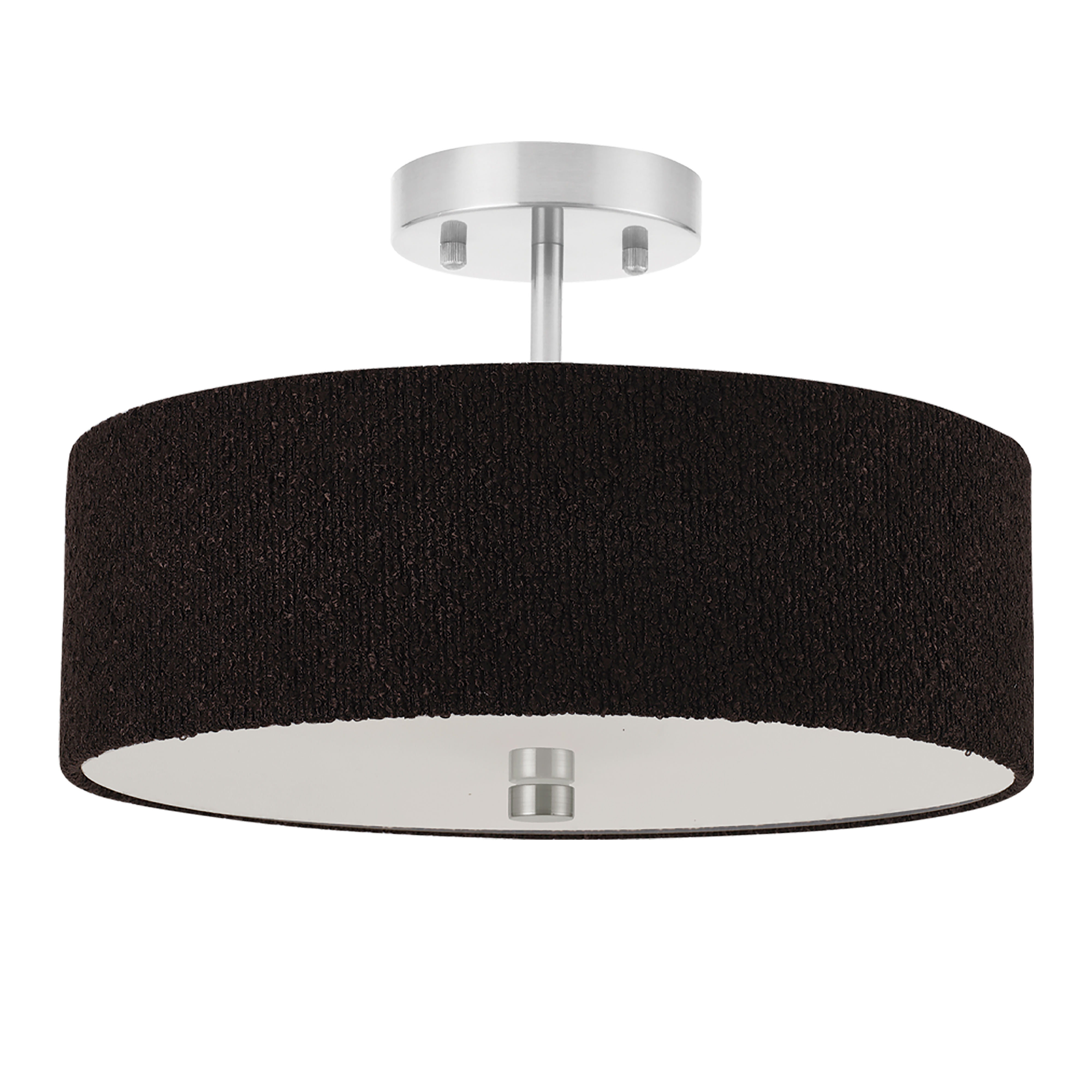 3LT Semi Flush, SC w/ BK Boucle Shade