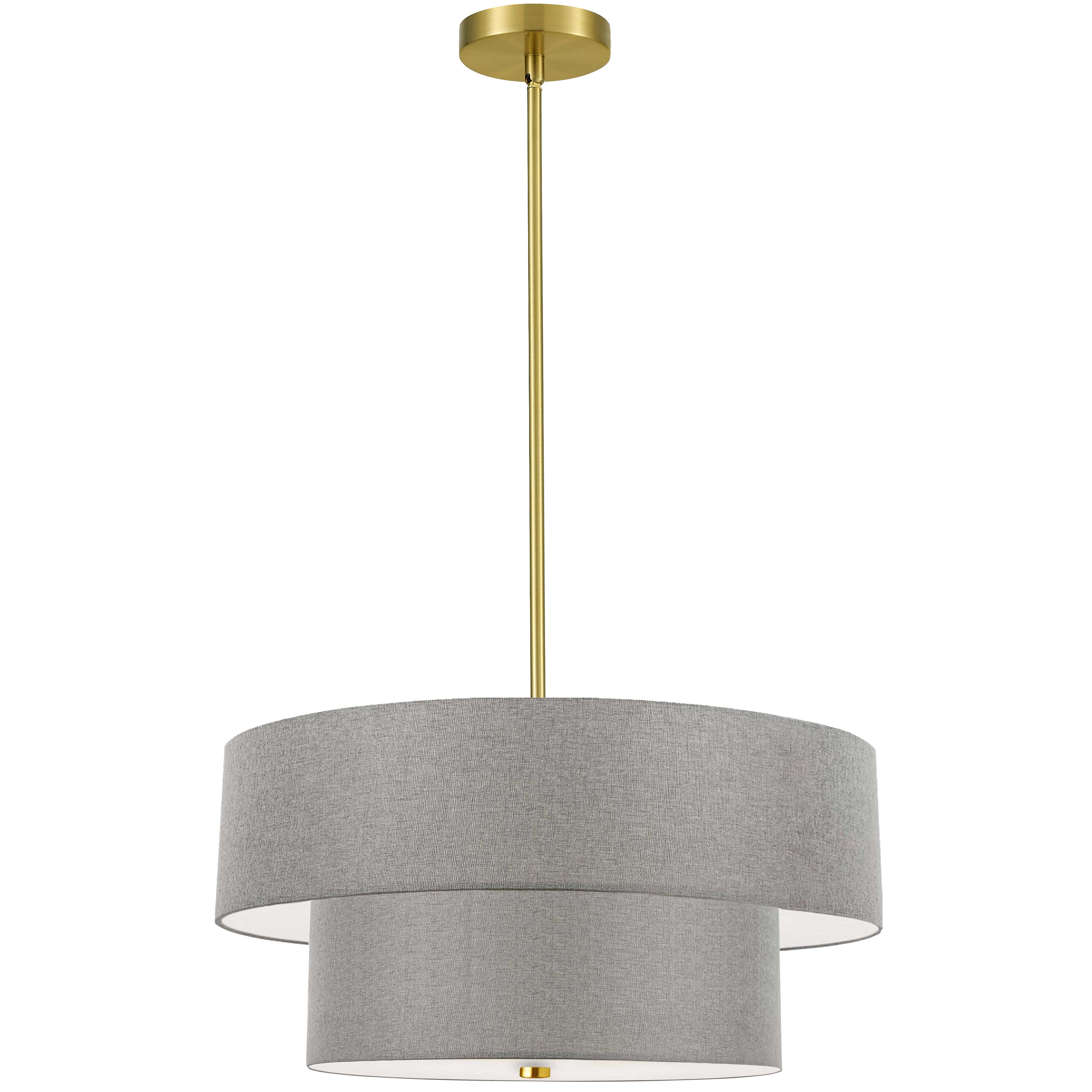 4LT Incand 2 Tier Pendant, AGB w/ GRY Shade