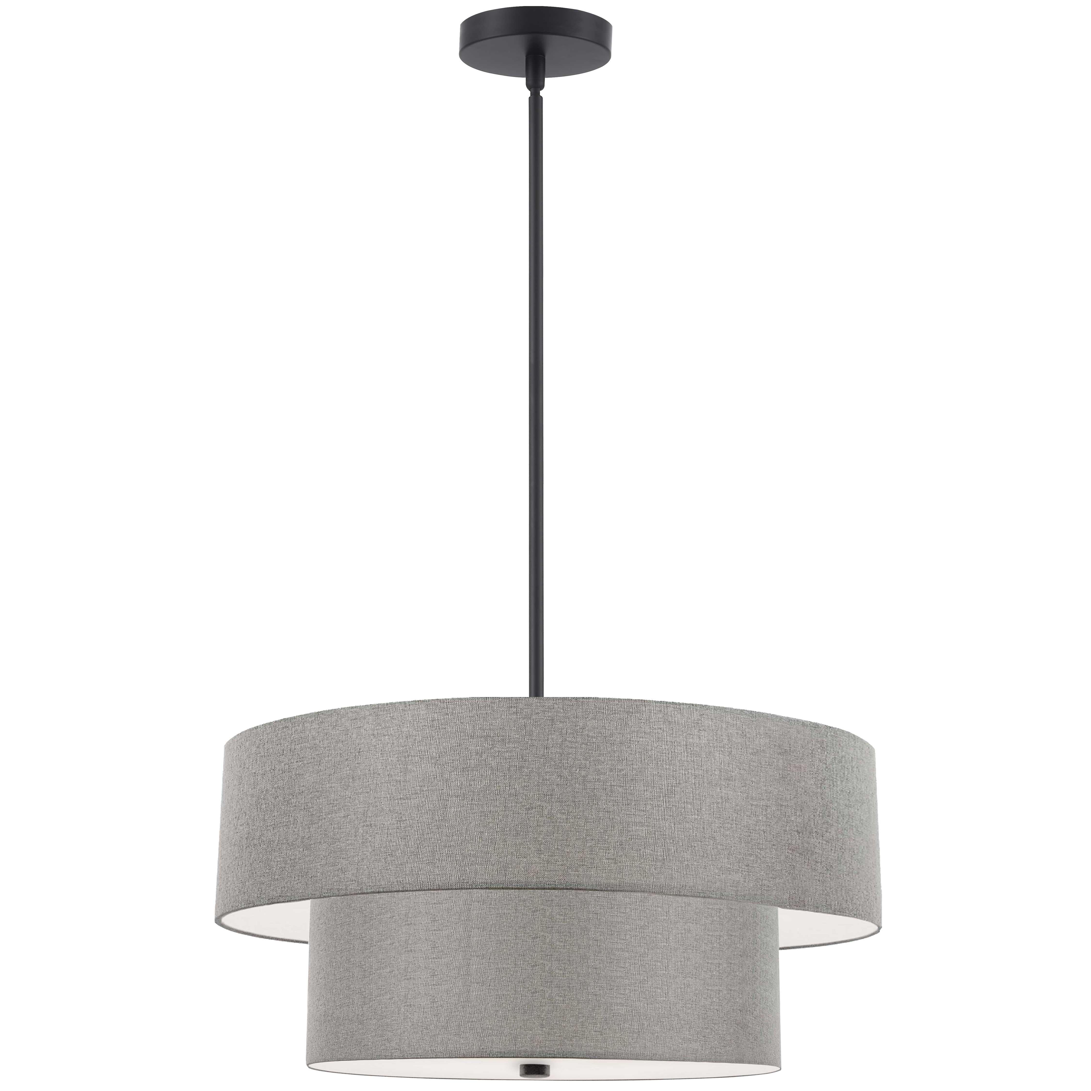 4LT Incand 2 Tier Pendant, MB w/ GRY Shade