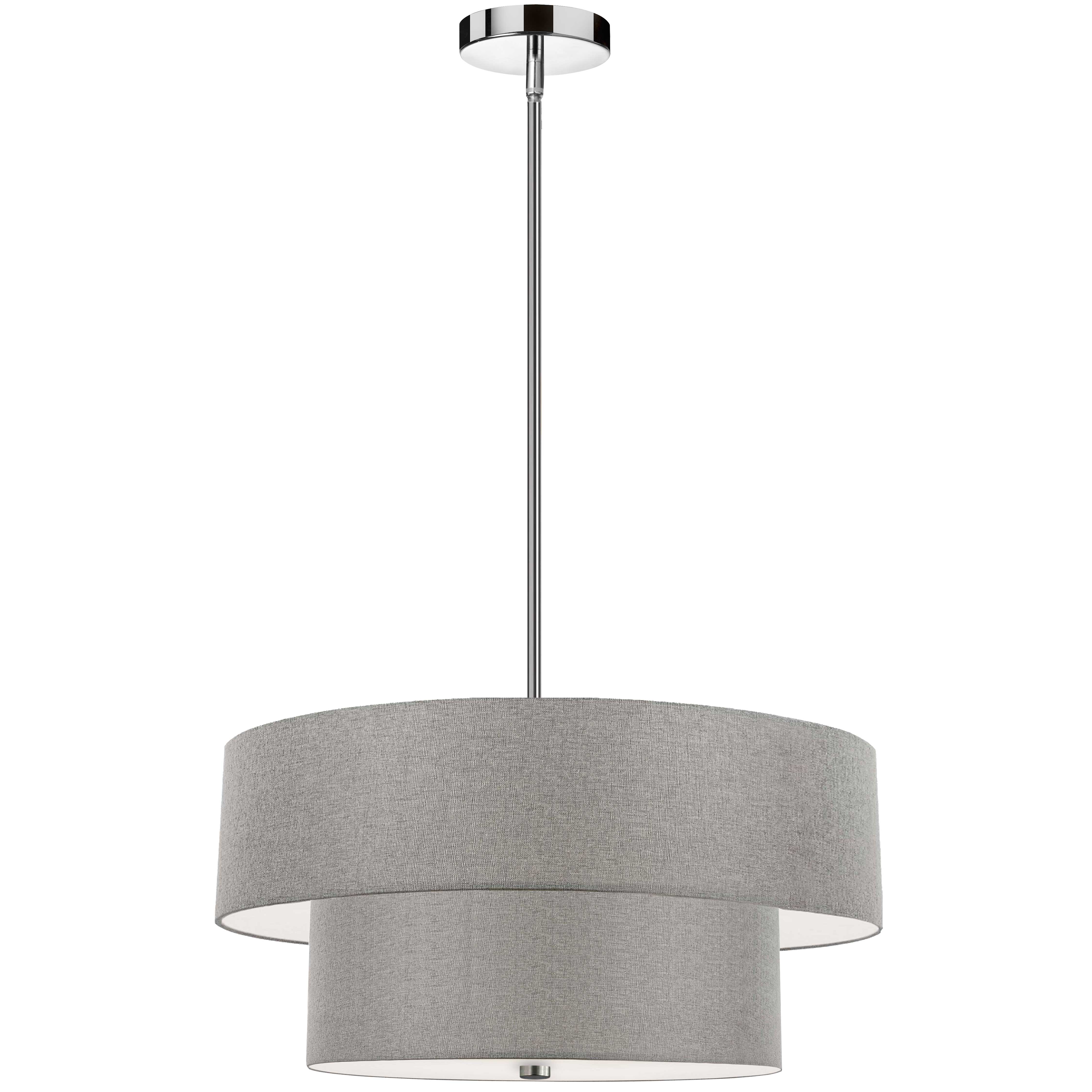 4LT Incand 2 Tier Pendant, PC w/ GRY Shade