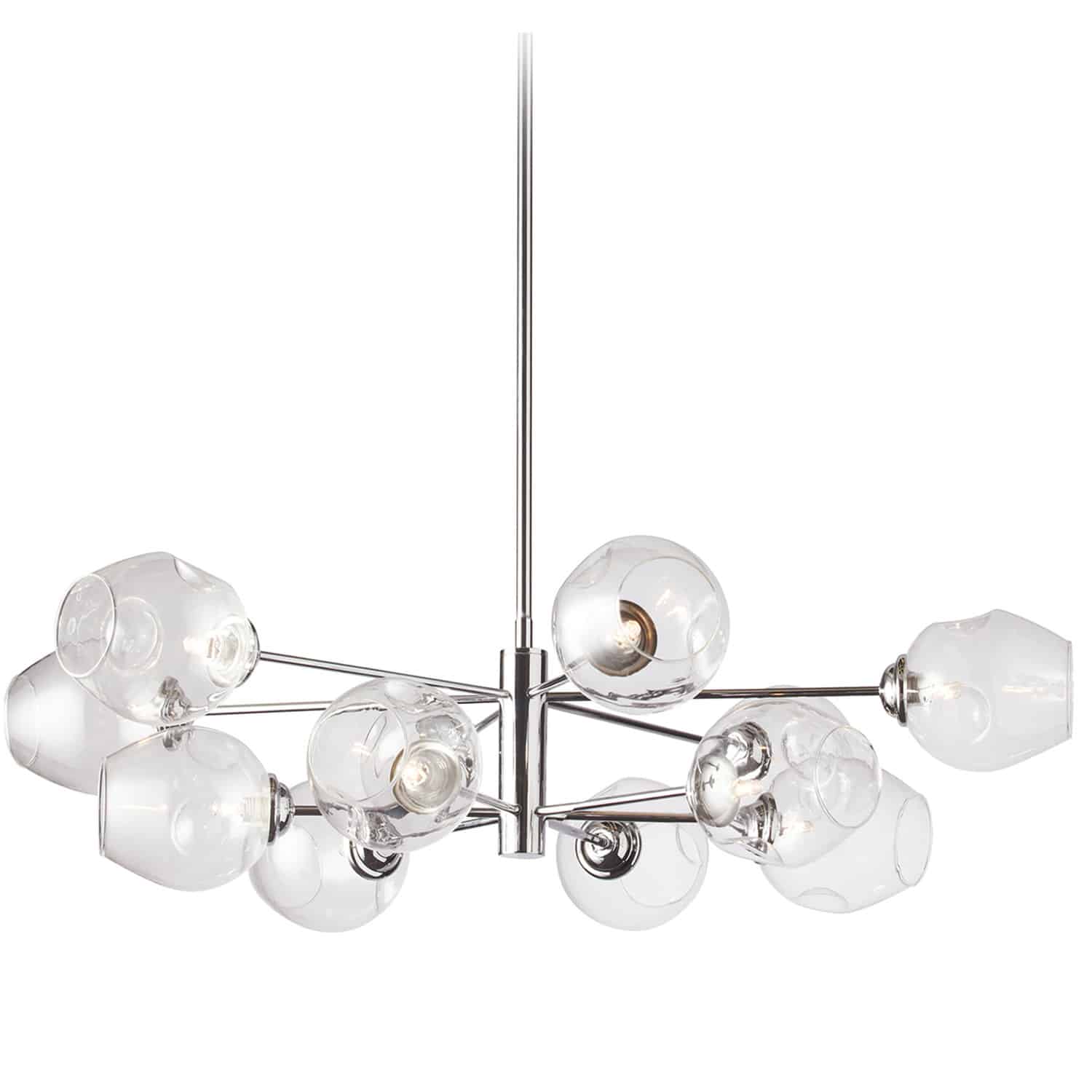12LT Halogen Chandelier, PC with Clear Glass