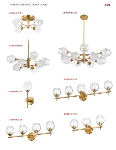12LT Chandelier, VB with Clear Glass