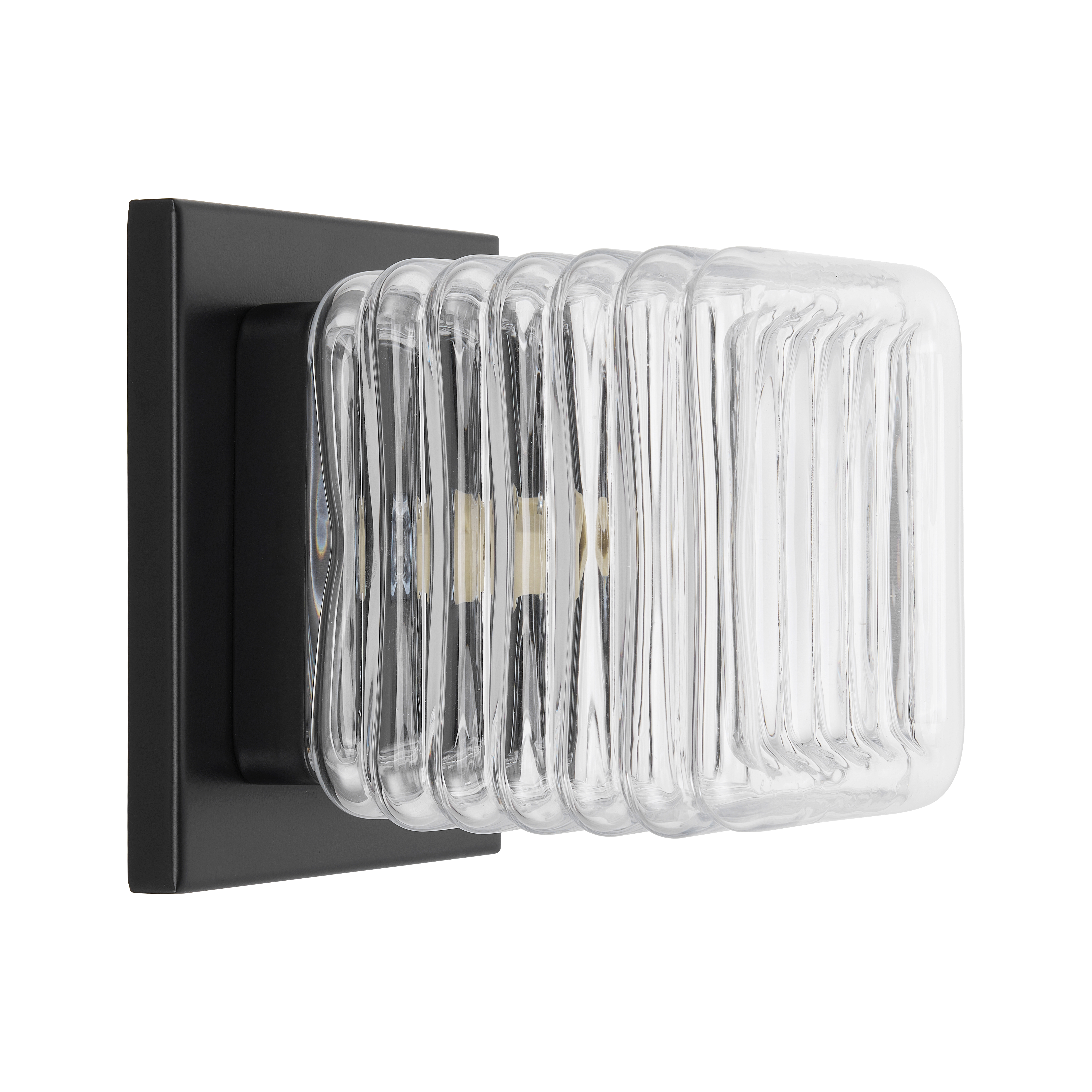 1LT Wall Sconce, MB w/ CLR Ribbed Glass