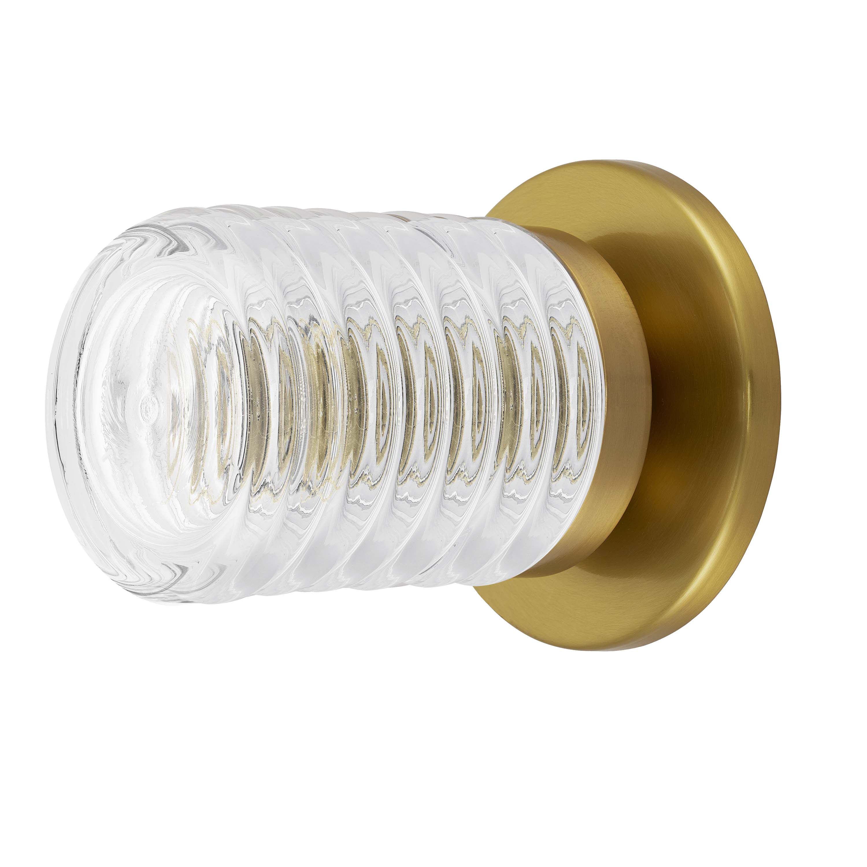 1LT Wall Sconce, AGB w/ CLR Ribbed Glass
