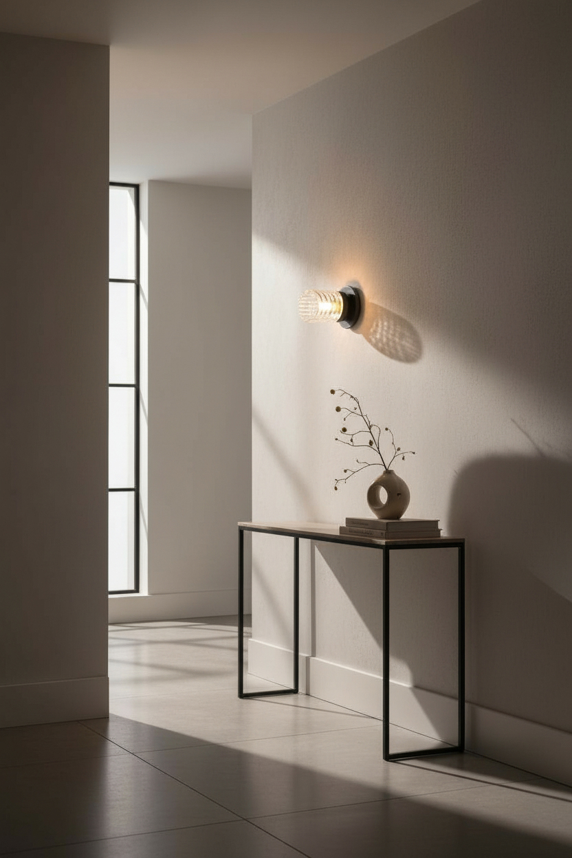 1LT Wall Sconce, MB w/ CLR Ribbed Glass