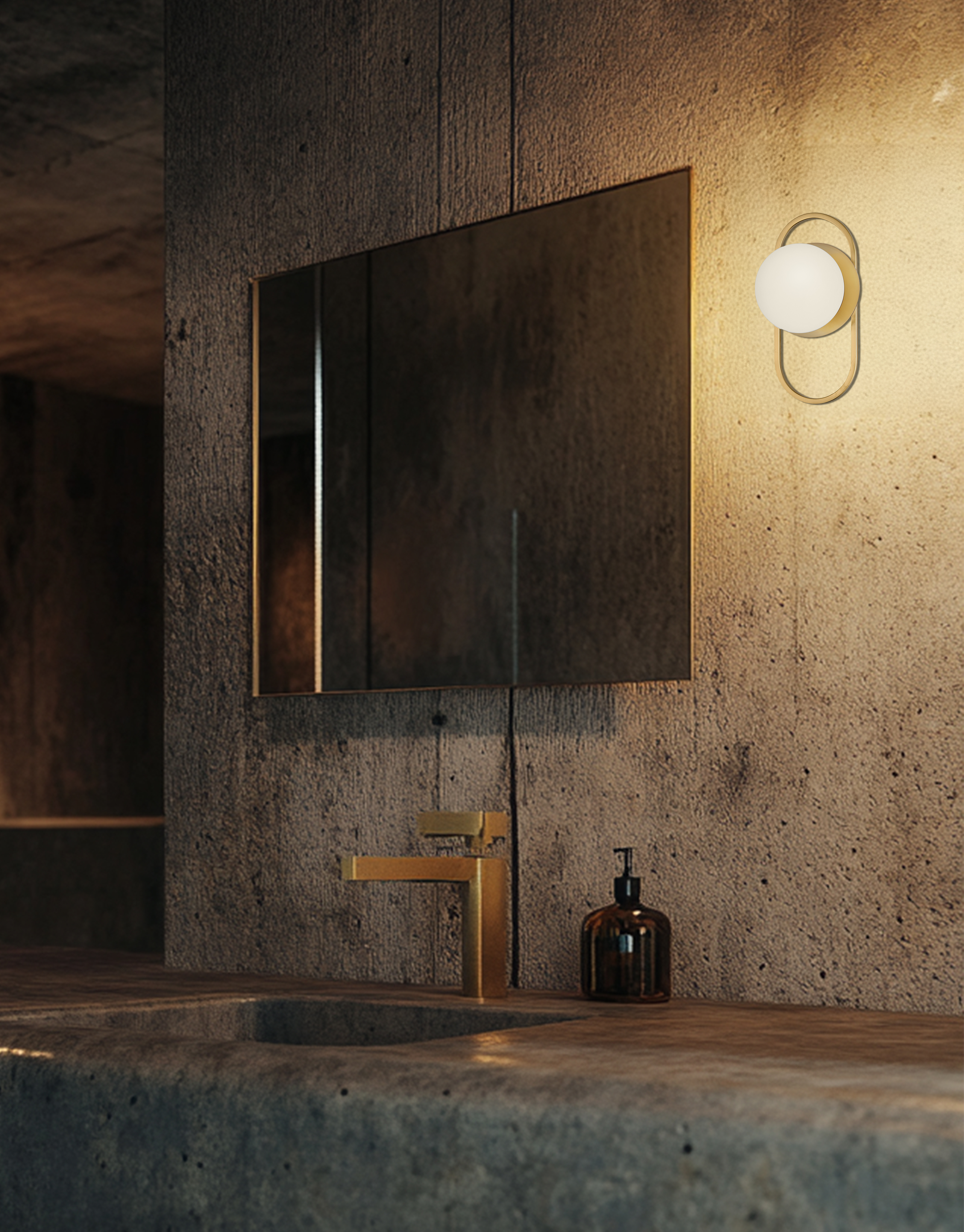 1LT Wall Sconce, AGB w/ Opal glass