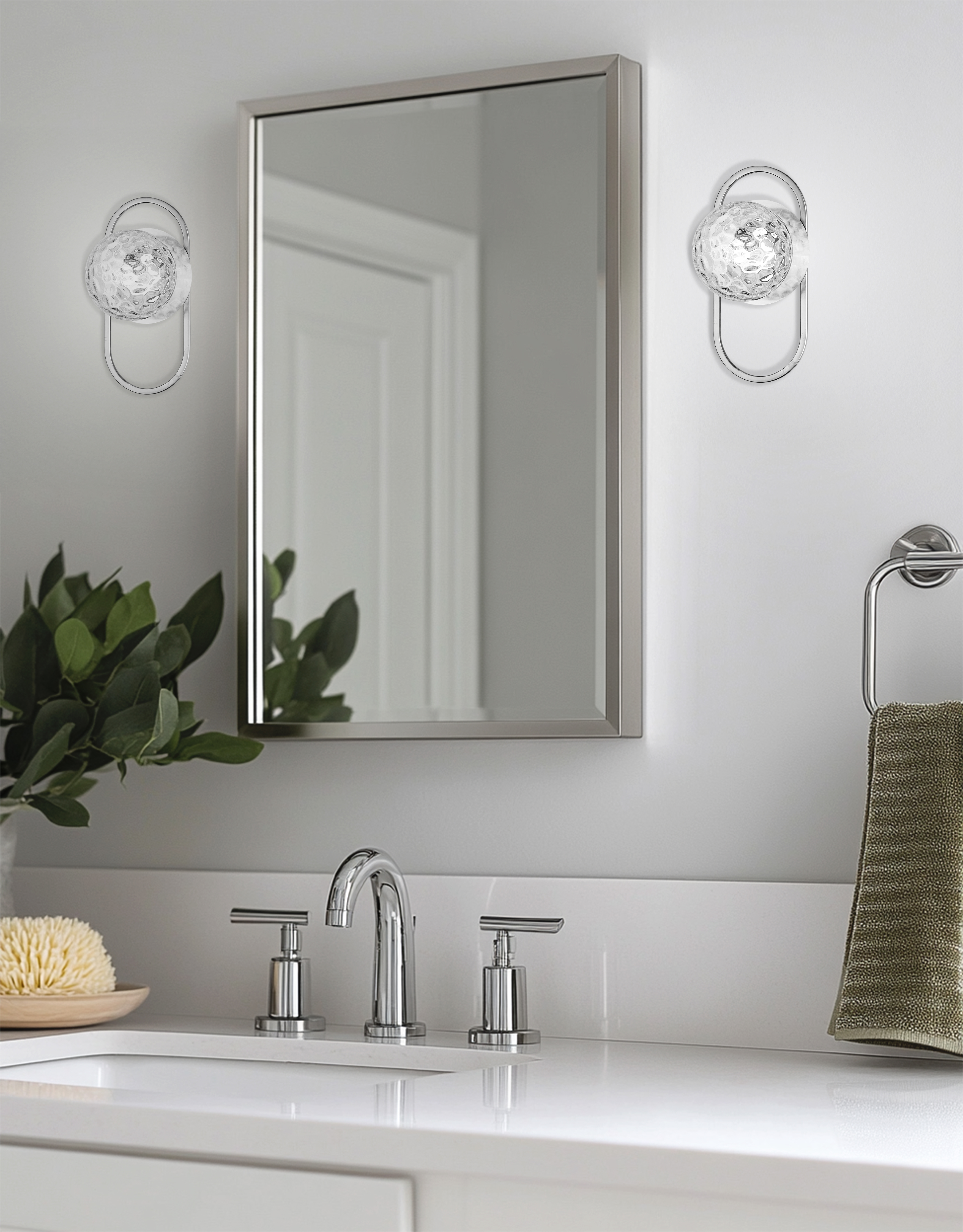 1LT Wall Sconce, PC w/ CLR Hammered Glass