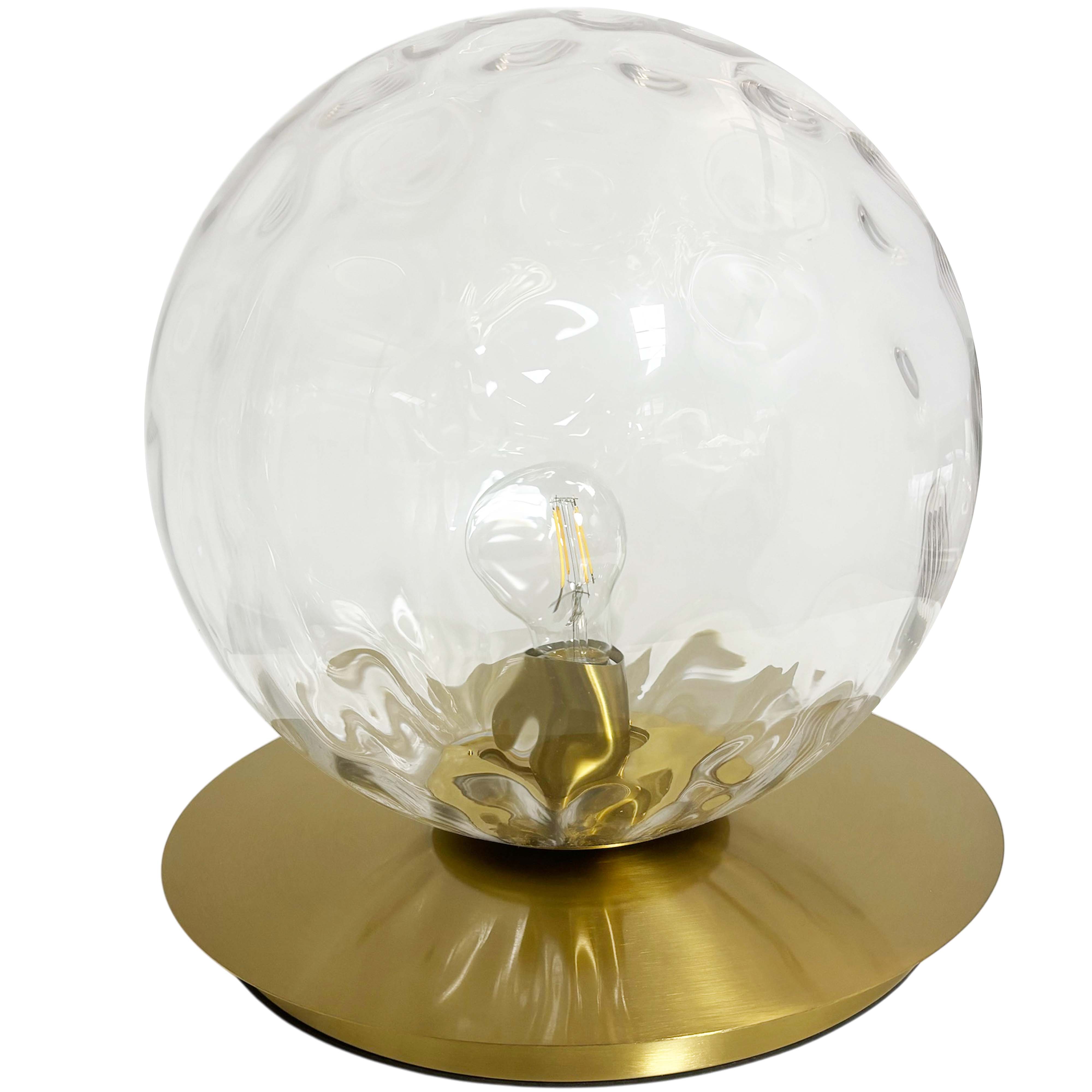 1LT Table Lamp, AGB w/ CLR Hammered Glass