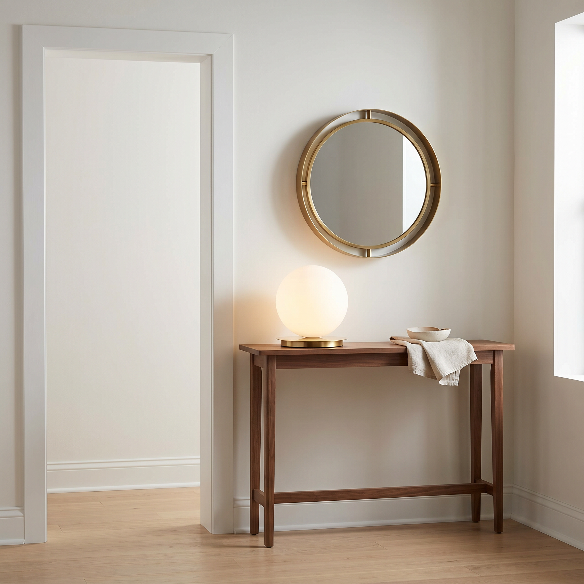 1LT Table Lamp, AGB w/ WH Opal Glass