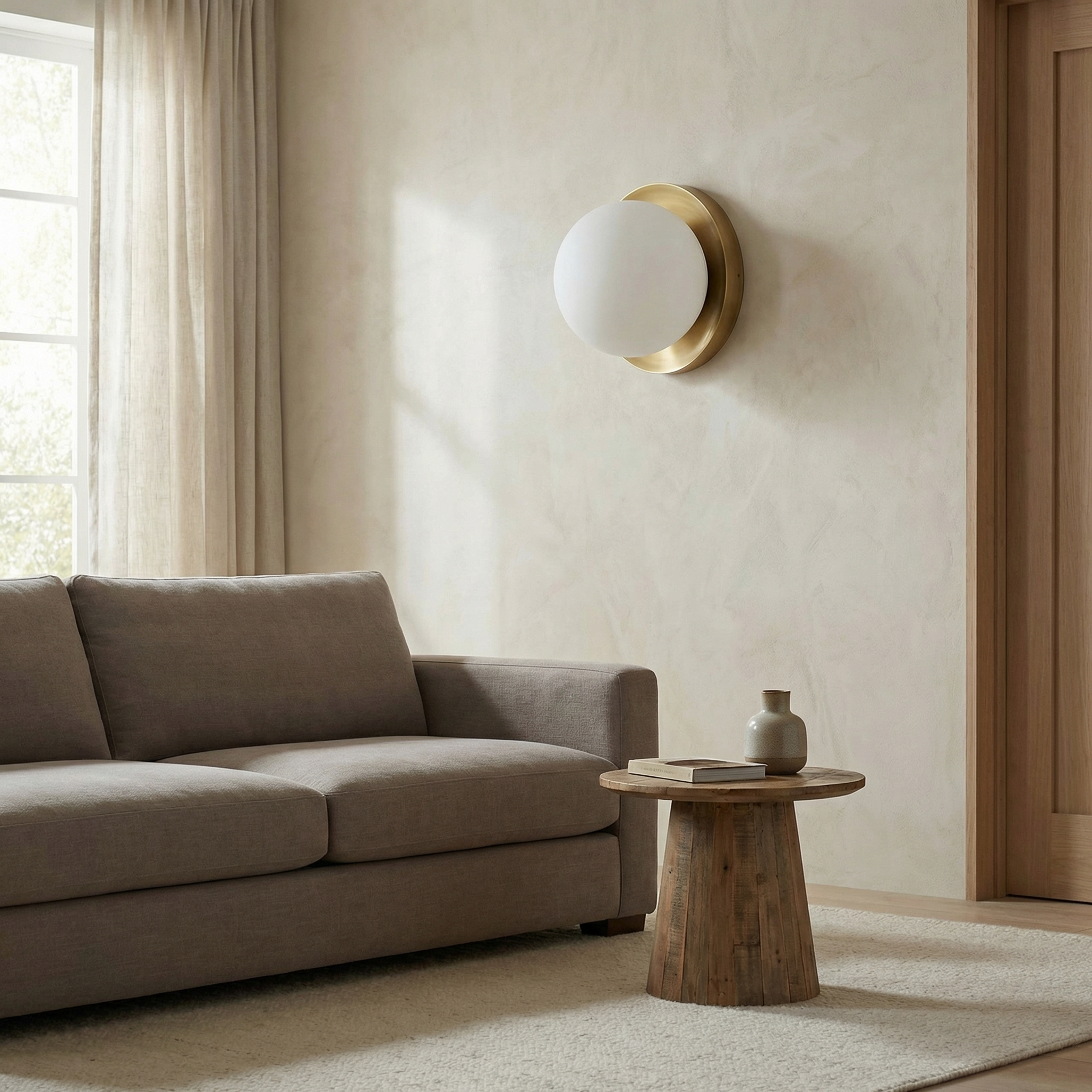 1LT Wall Sconce, AGB w/ Opal Glass