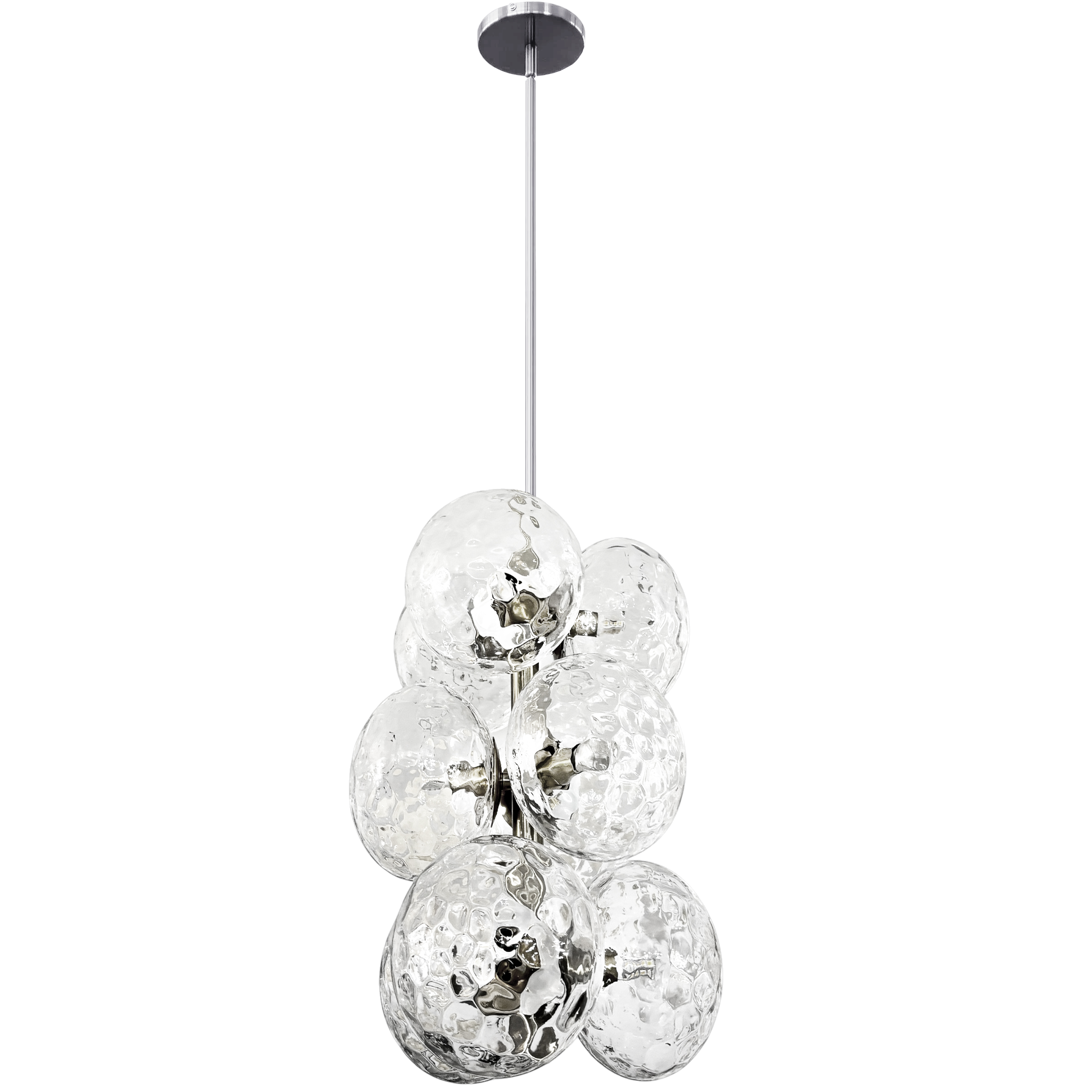 9LT Pendant, PC w/ Clear Hammered Glass