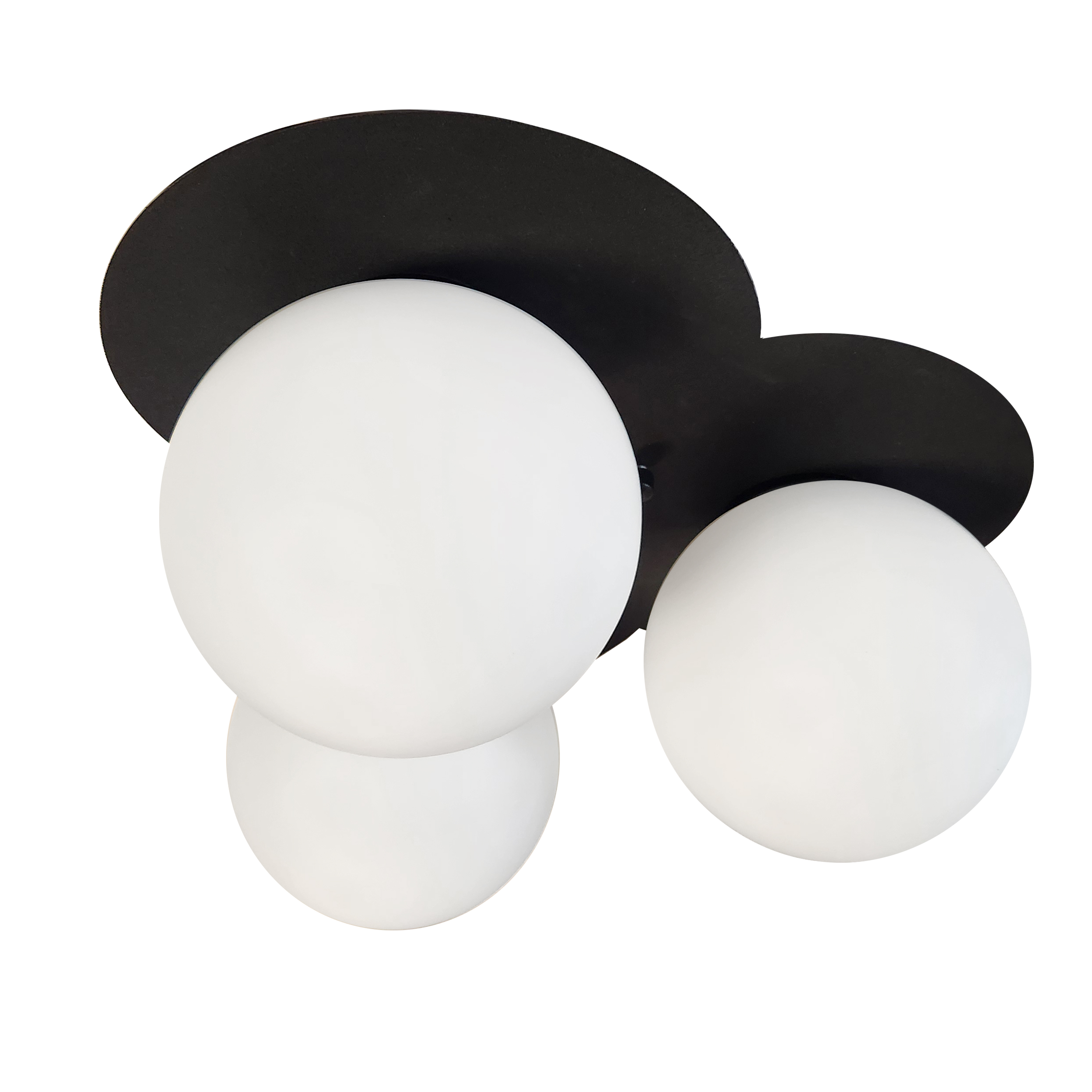3LT Matte Black Flush-Mount w/ White Glass