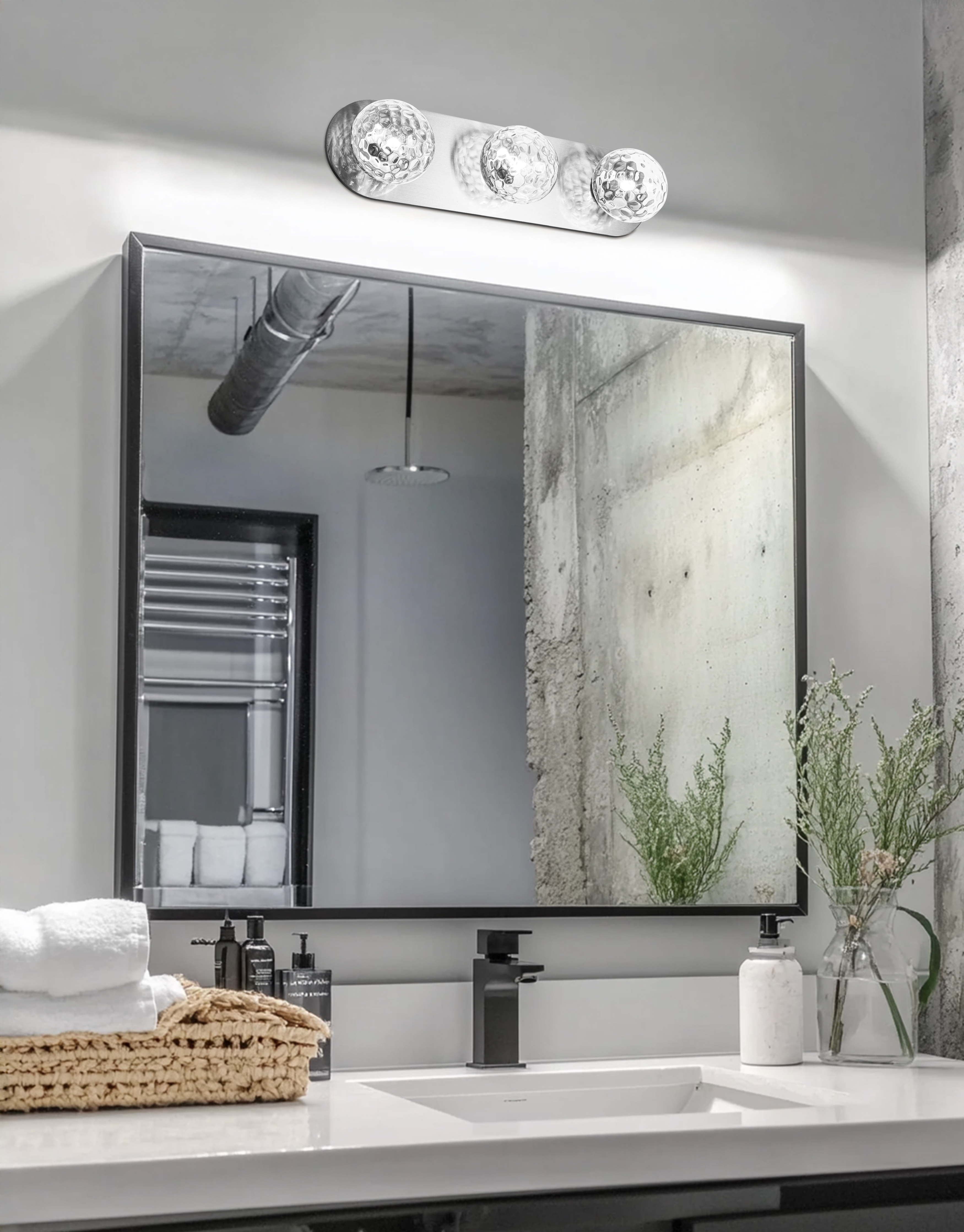 3LT Vanity, PC w/ CLR Hammered Glass