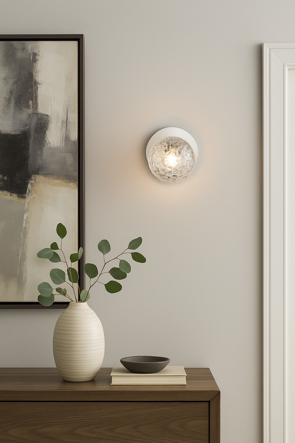 1LT Wall Sconce, MW w/ CLR Hammered Glass