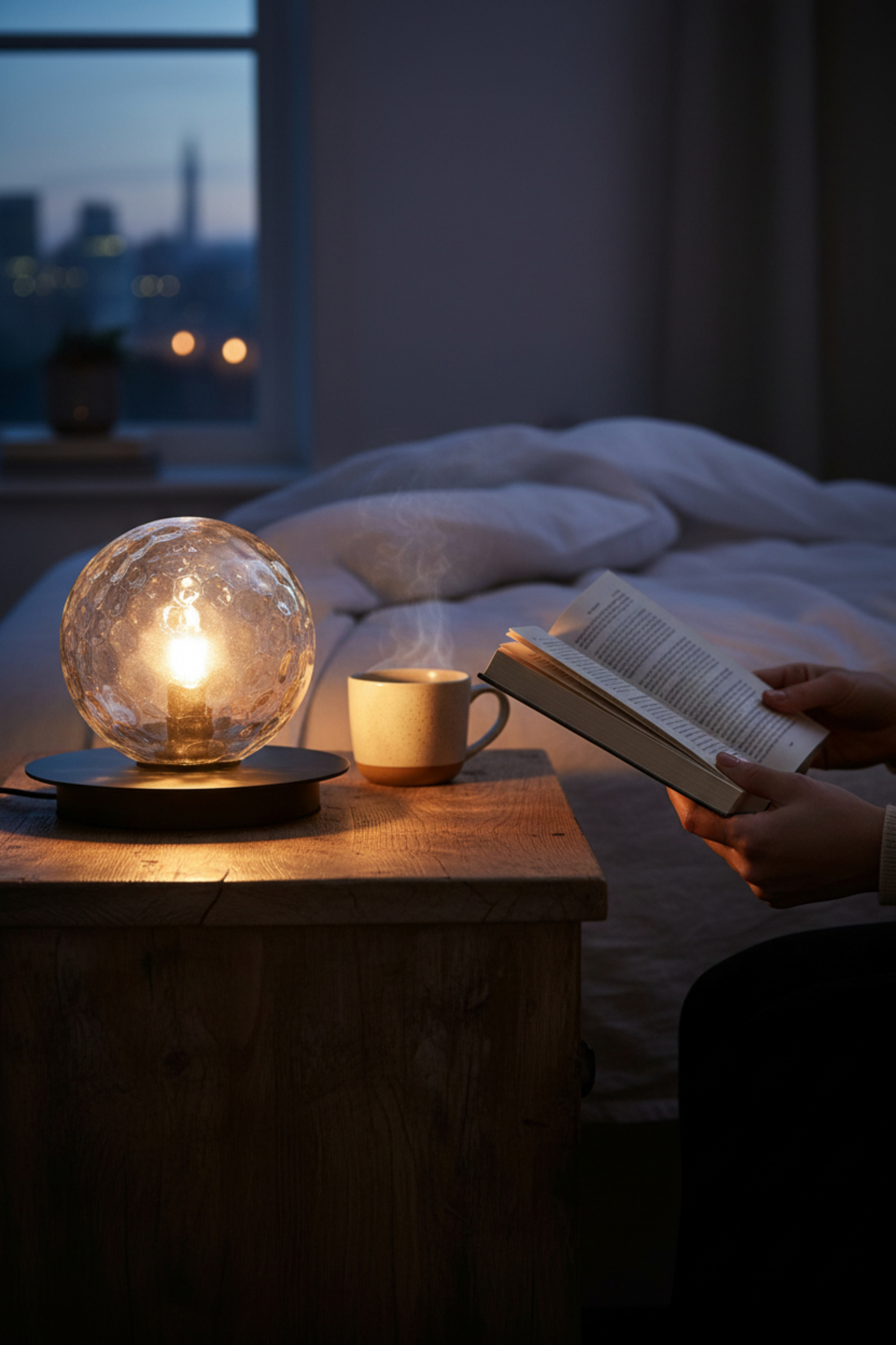 1LT Table Lamp, MB w/ CLR Hammered Glass