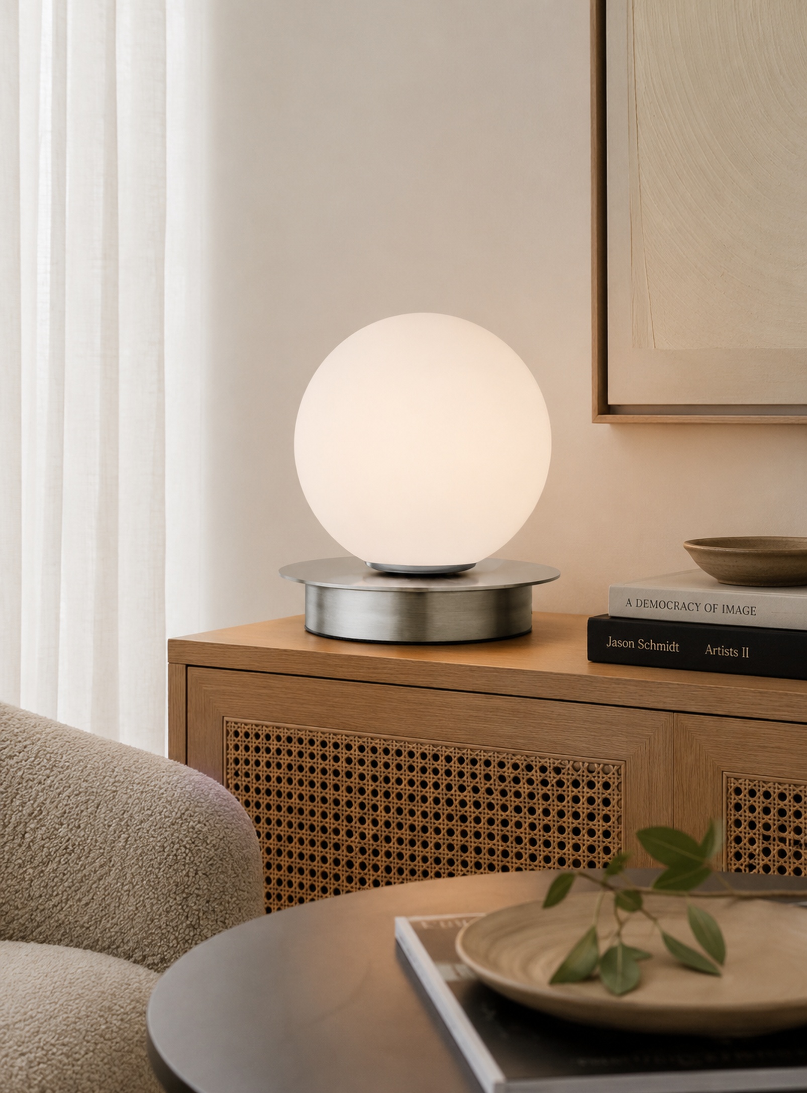 1LT Table Lamp, PC w/ WH Opal Glass