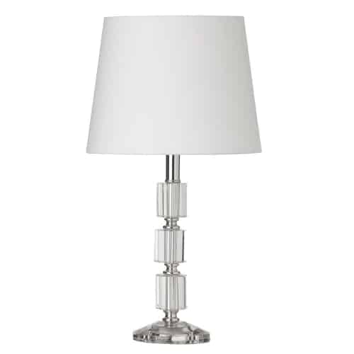 1LT Table Lamp 3 Crystal Column w/Wht Shd