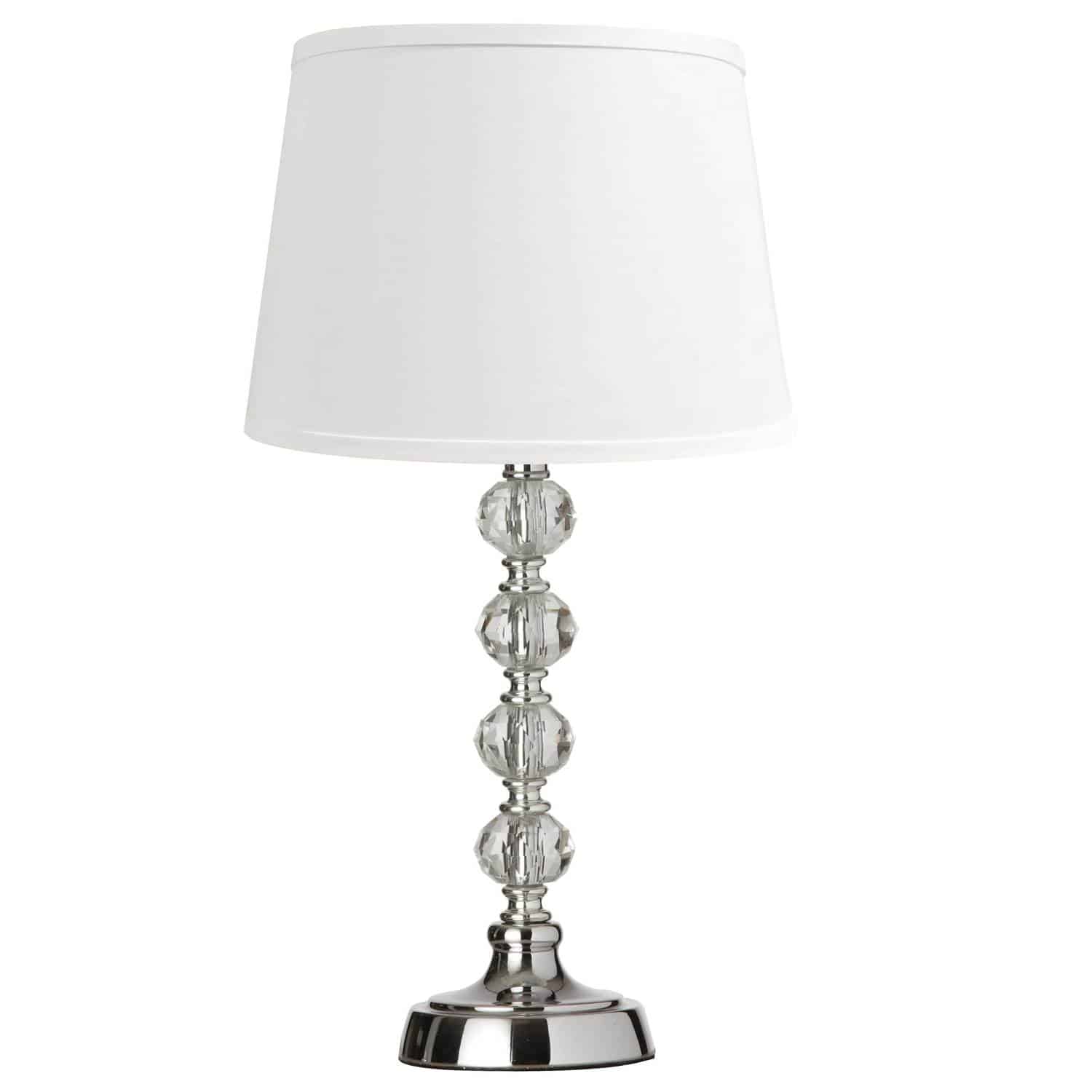 1LT Table Lamp Cut Crystal Ball w/Wht Shd