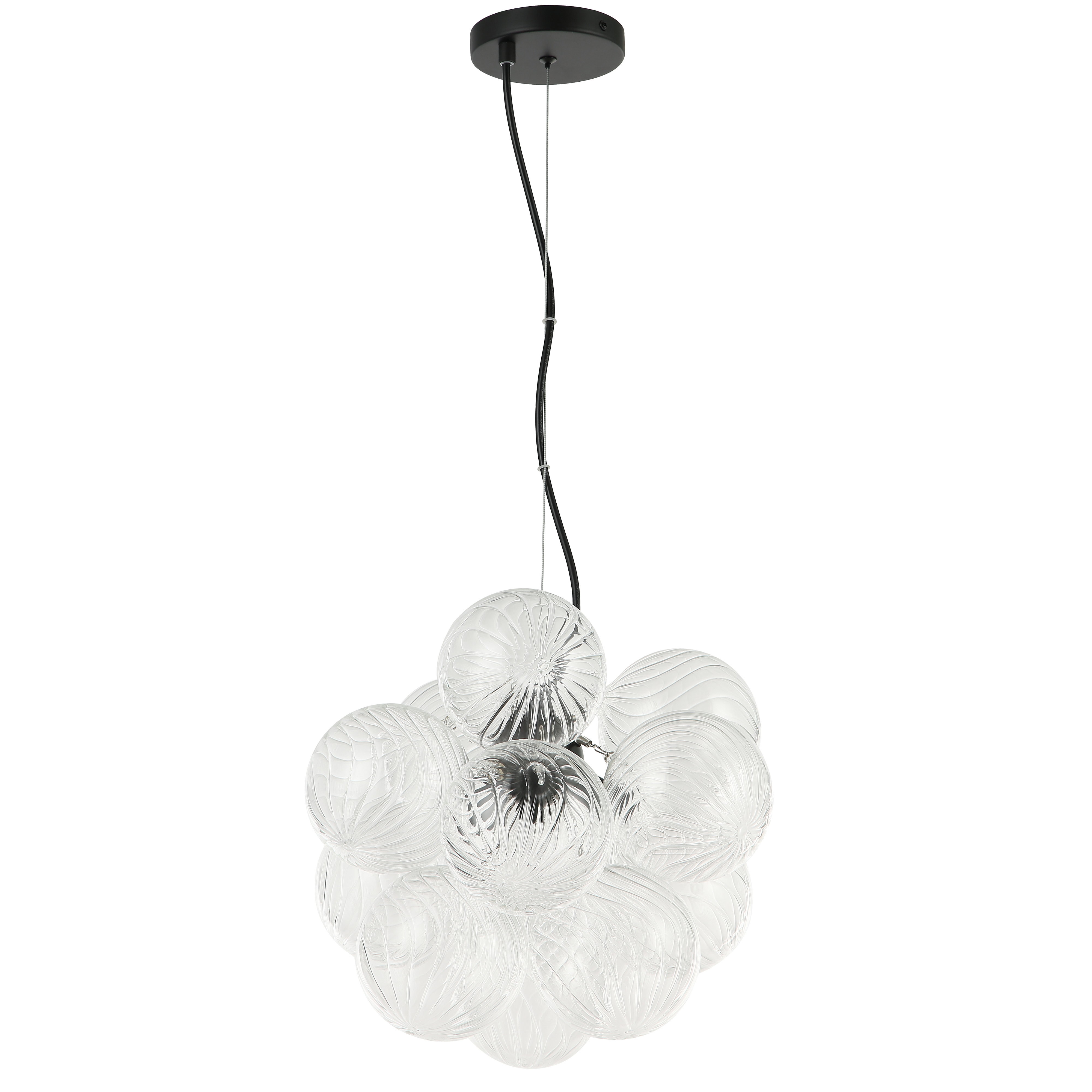 3LT Pendant, MB w/ CLR Spiral Glass
