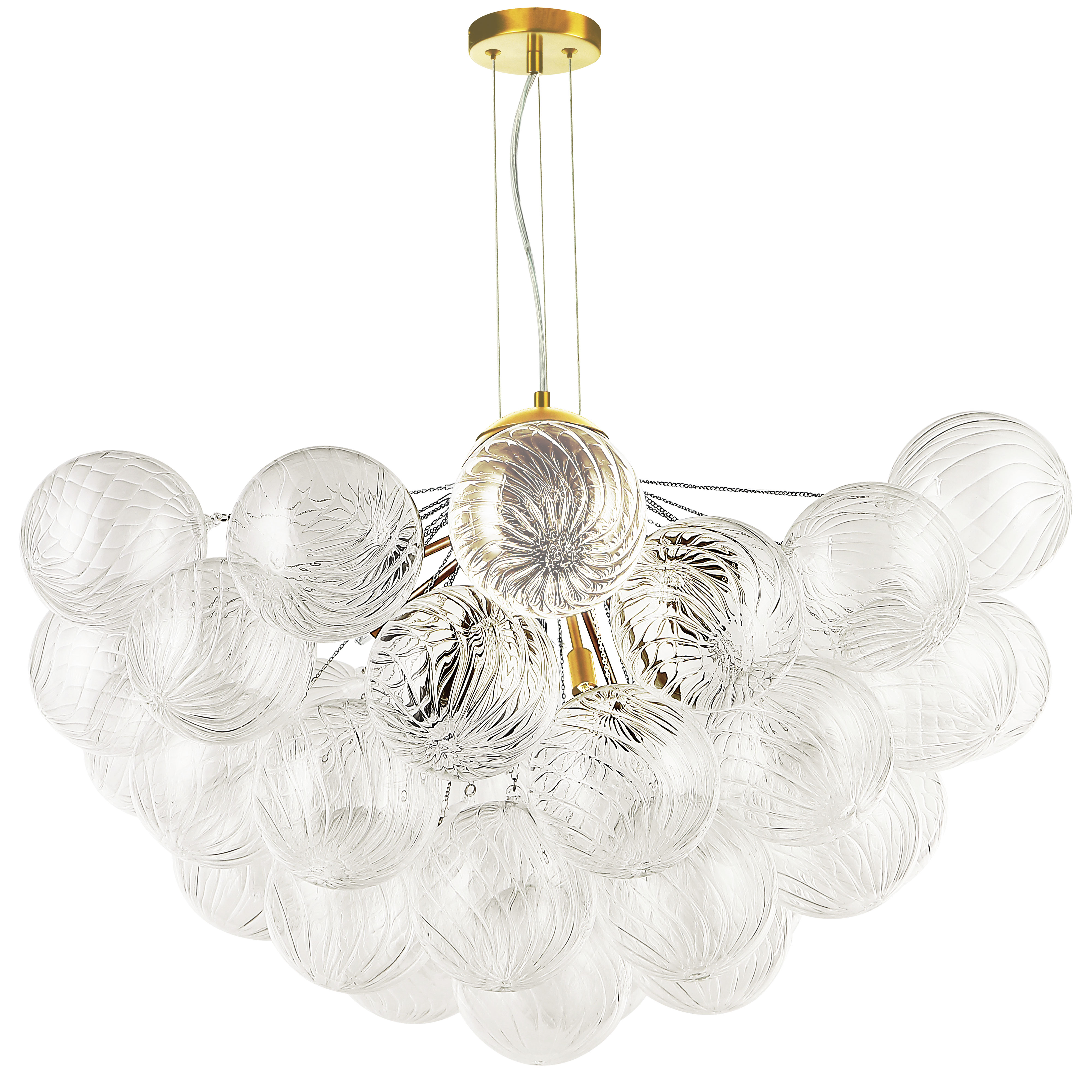 12LT Chandelier, AGB w/ CLR Spiral Glass