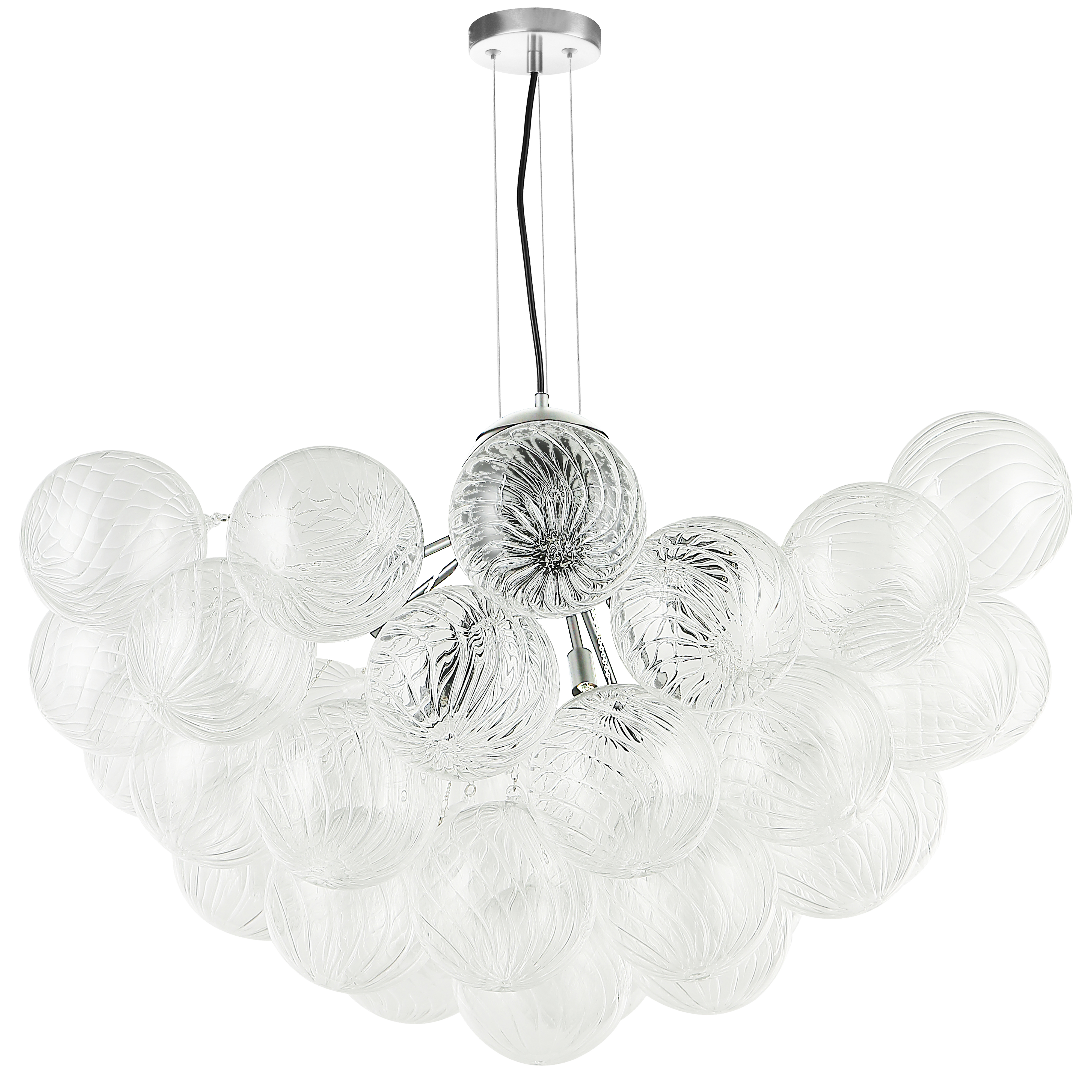 12LT Chandelier, PC w/ CLR Spiral Glass