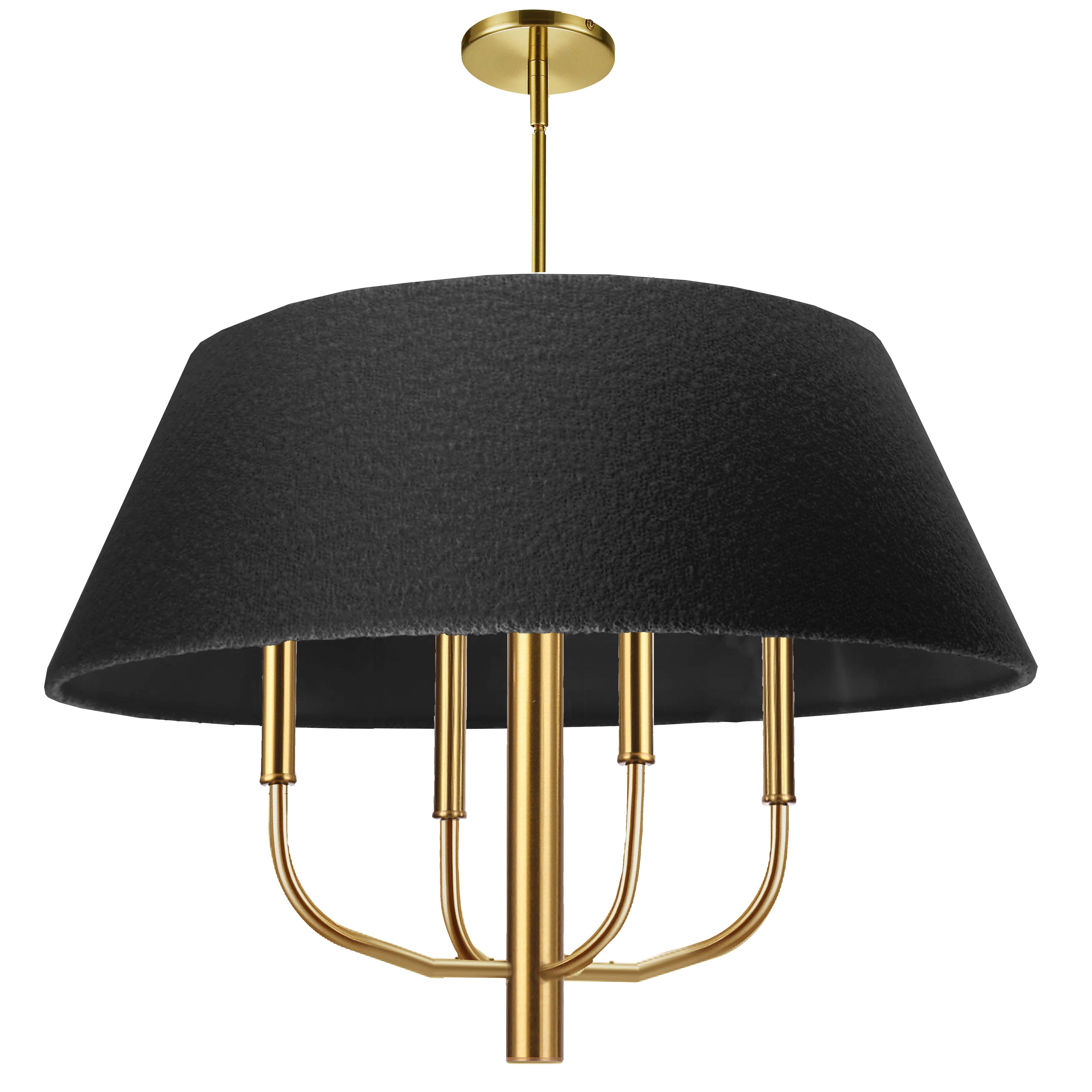 4LT Chandelier, AGB w/BK Boucle Shade