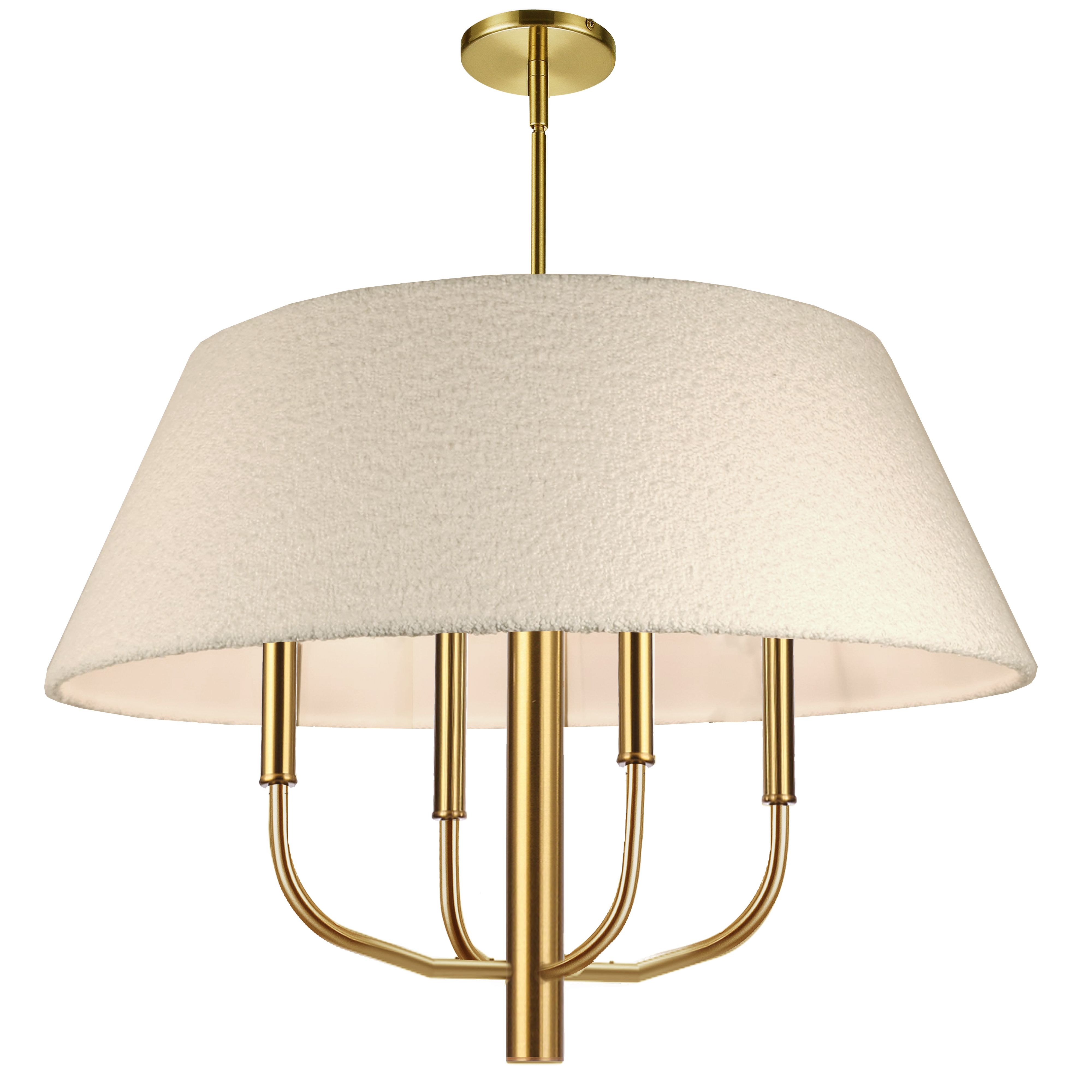 4LT Incandescent Chandelier, AGB w/WH Boucle Shade