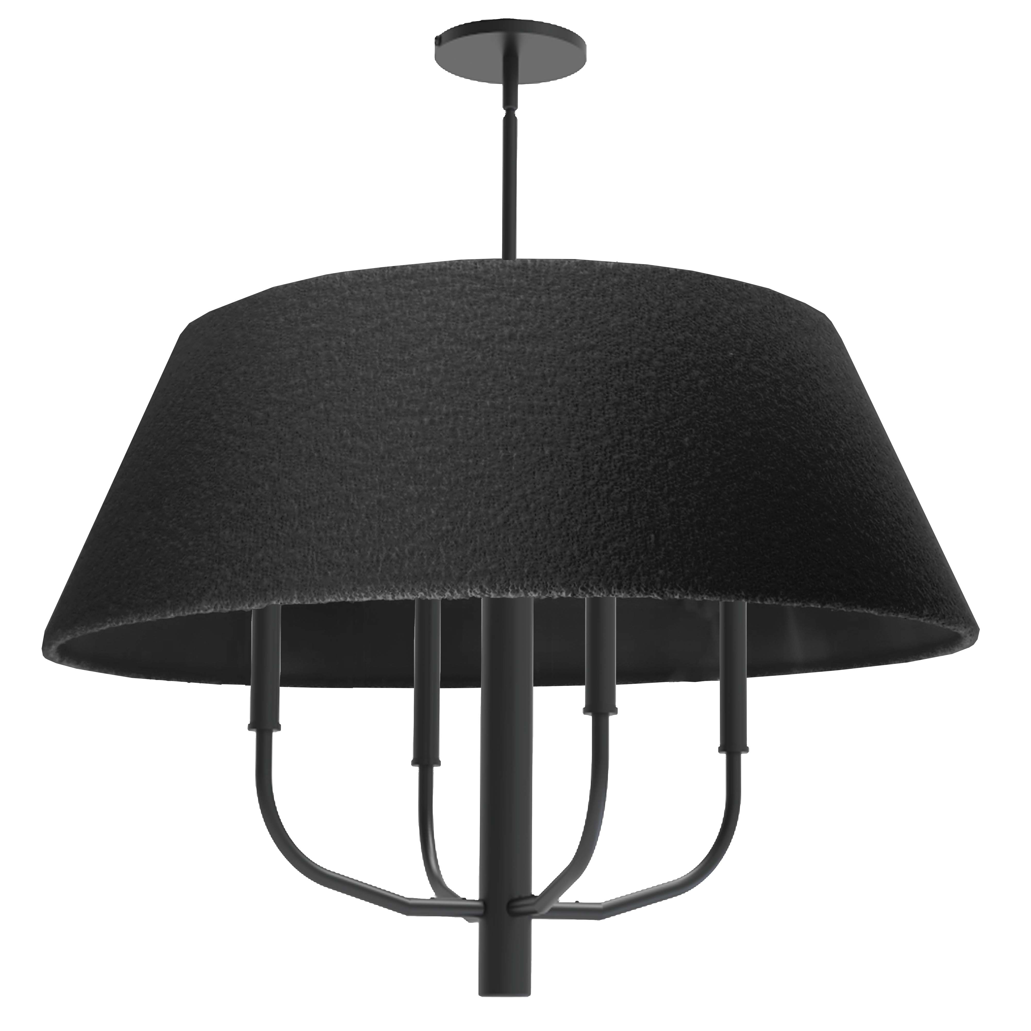 4LT Chandelier, MB w/BK Boucle Shade