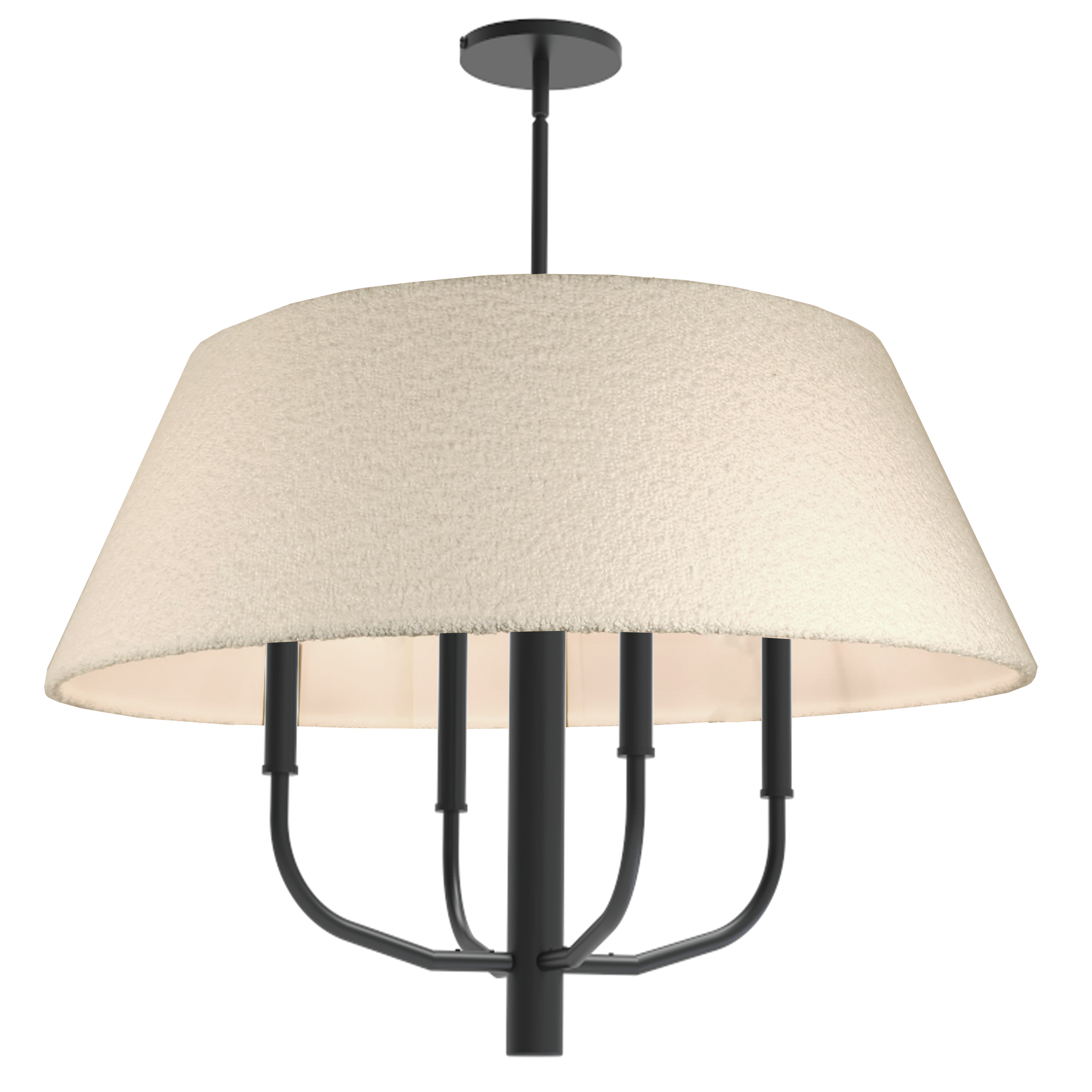 4LT Incandescent Chandelier, MB w/ WH Boucle Shade