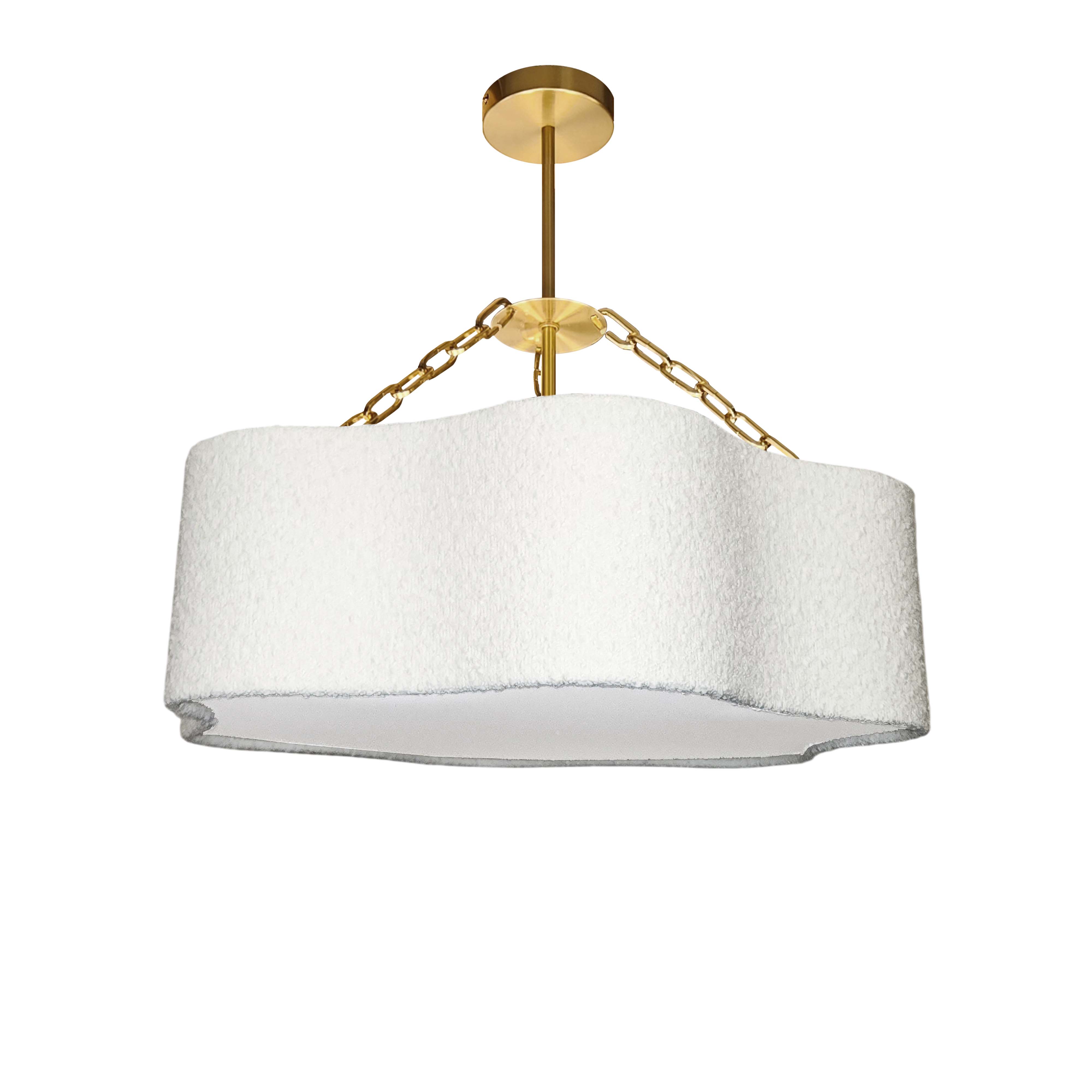 4LT Chandelier, AGB w/ WH Boucle Shade
