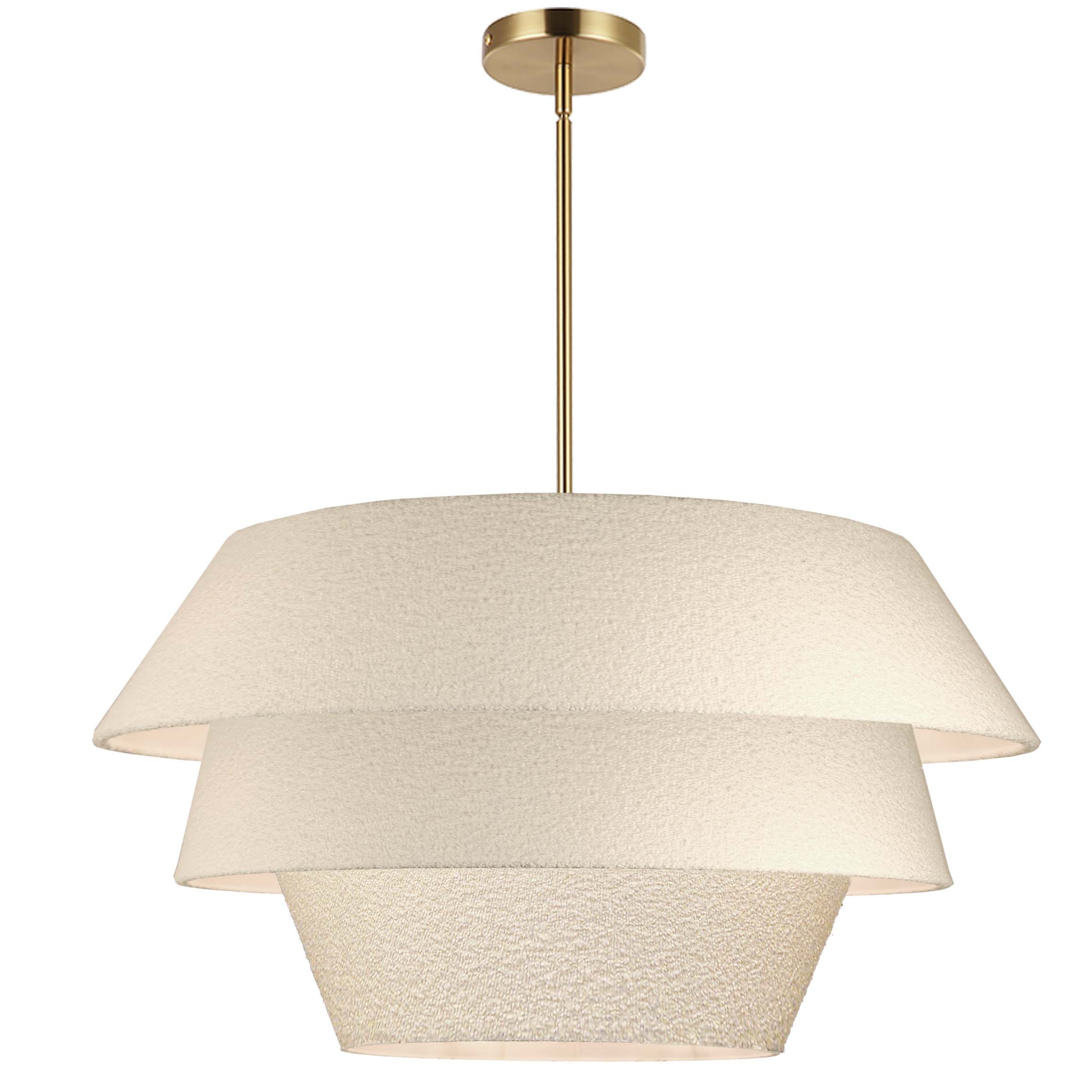 4LT 3-Tier Chandelier, AGB w/ WH Boucle Shade