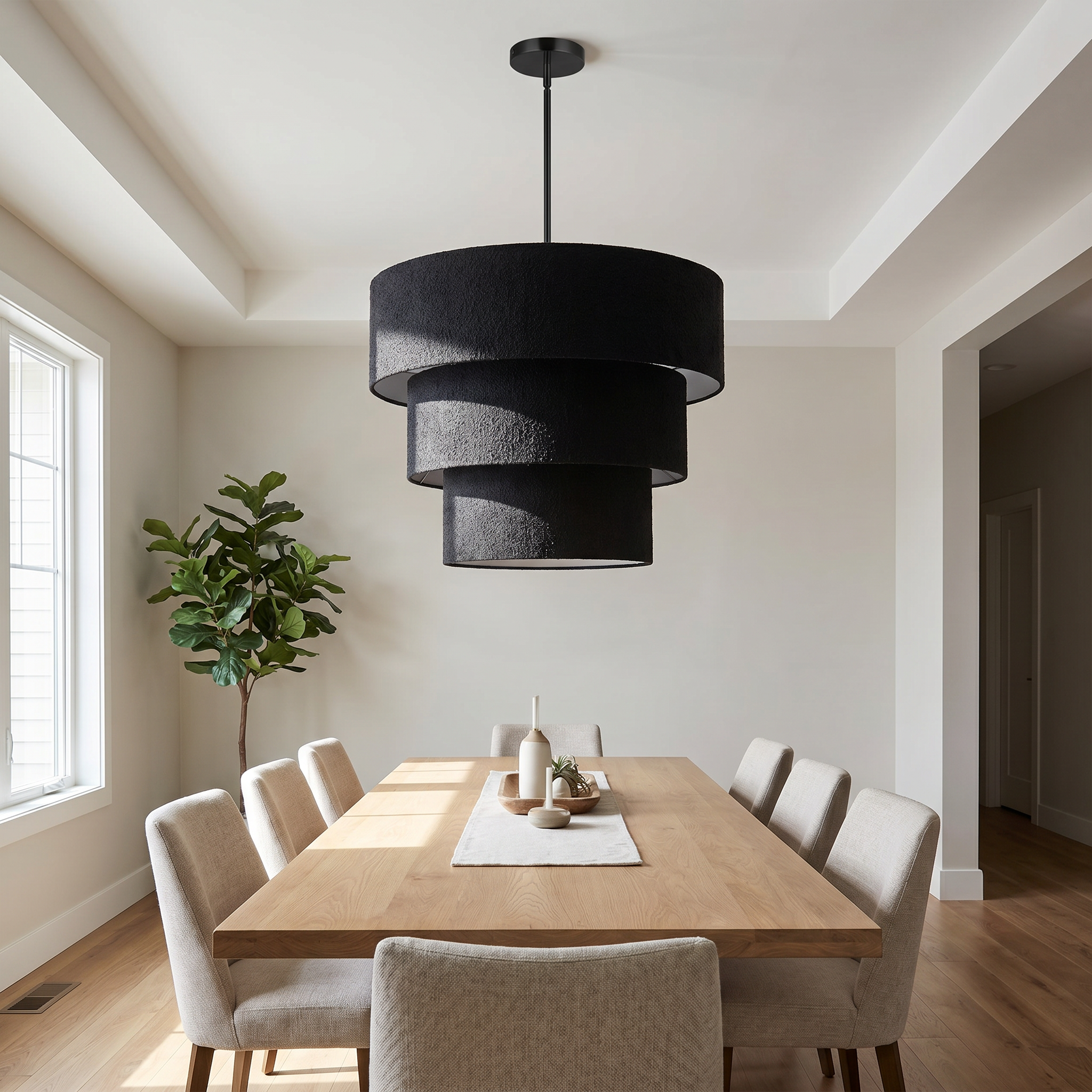 9LT Pendant, MB w/ BK Boucle Shades