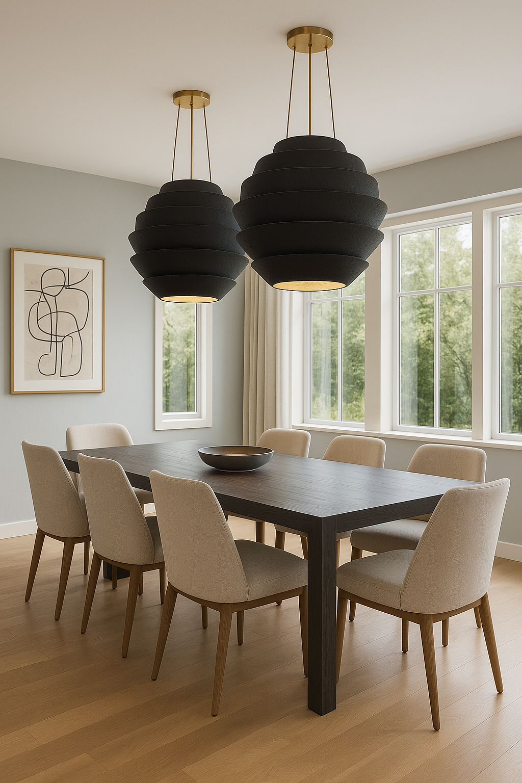 9LT Pendant, AGB w/ BK Boucle Shades