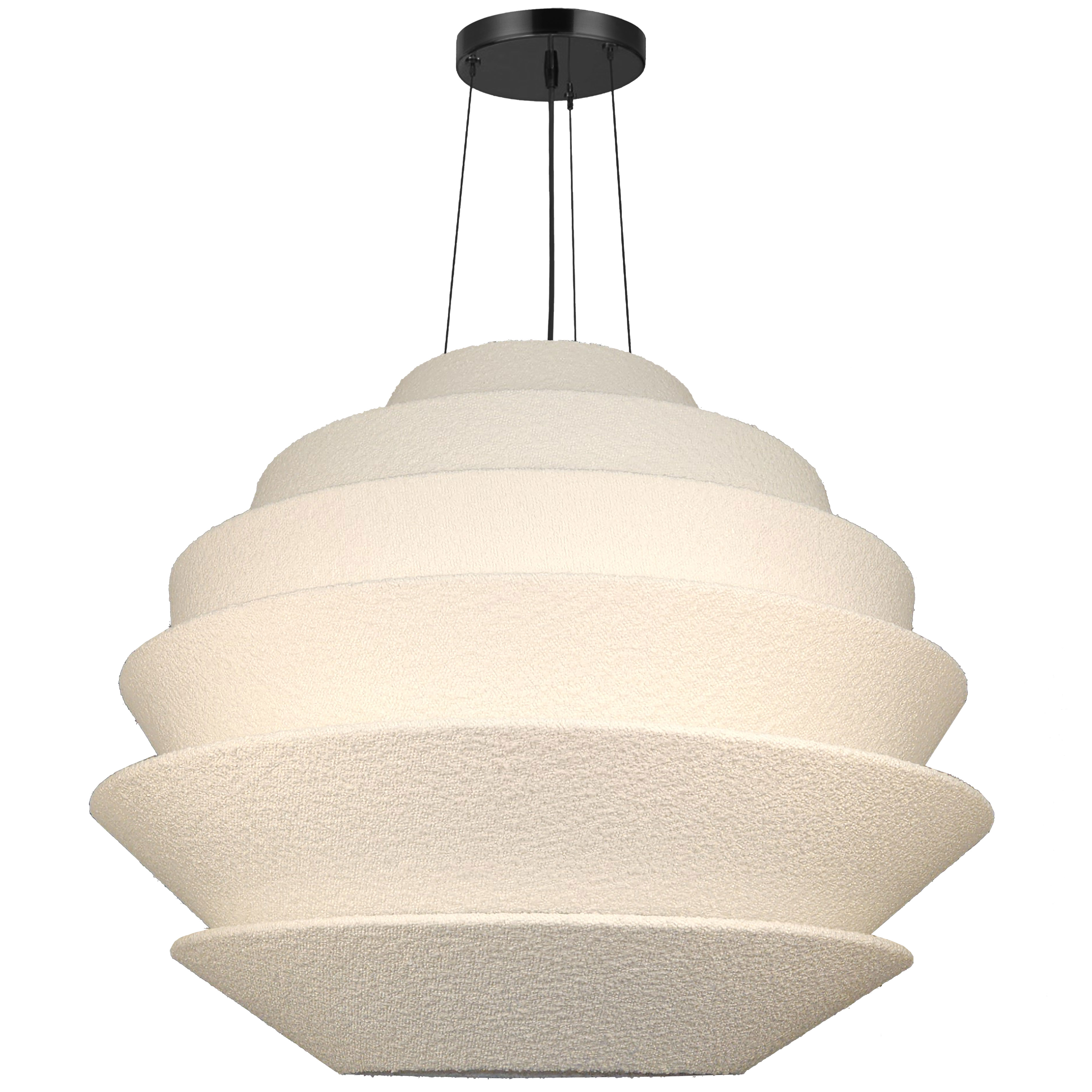 9LT Incandescent Pendant, MB w/ WH Boucle Shades