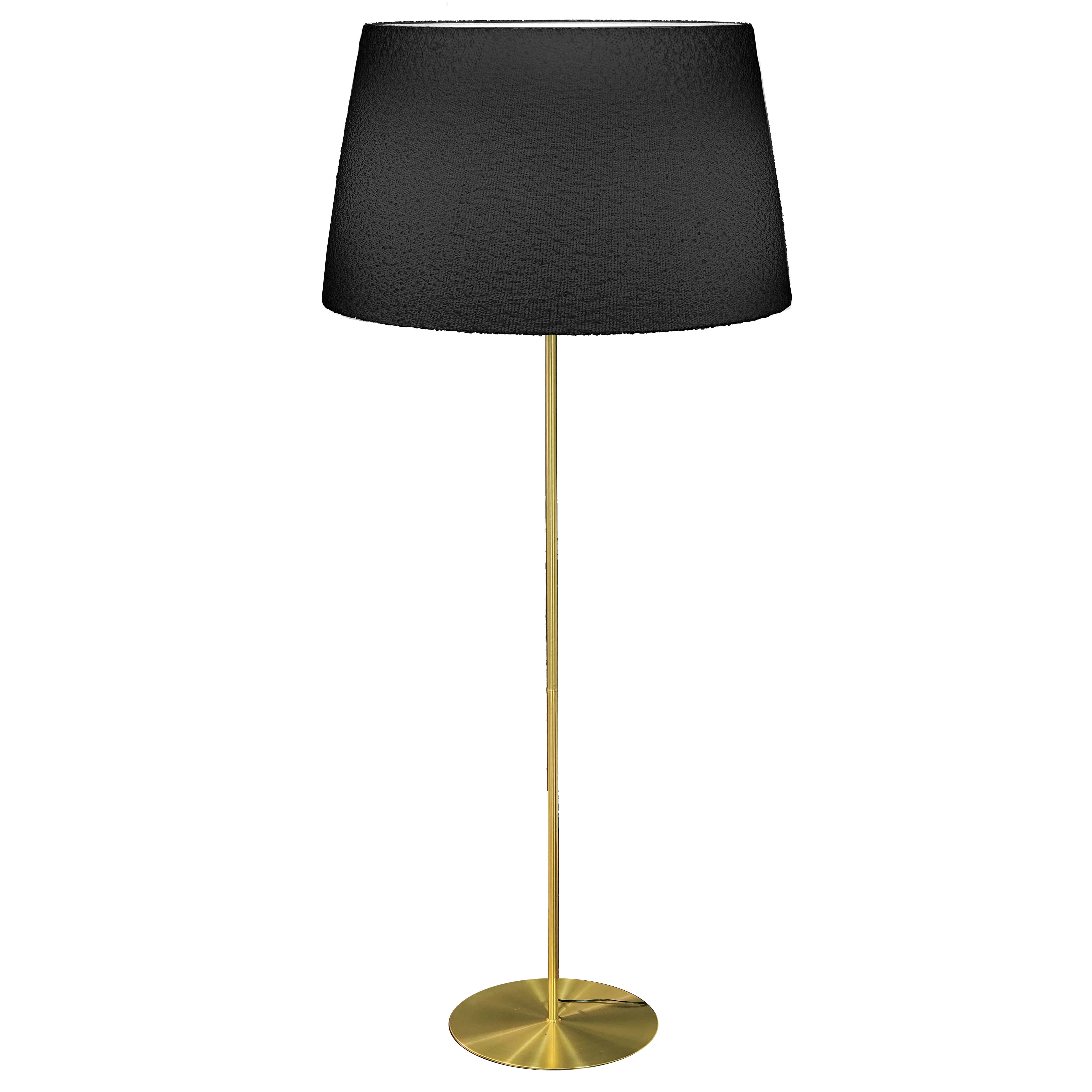 1LT Floor Lamp, AGB w/BK Boucle Shade