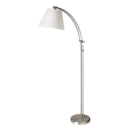 1LT Incan Adjustable Floor Lamp, SC w/ WH Shade