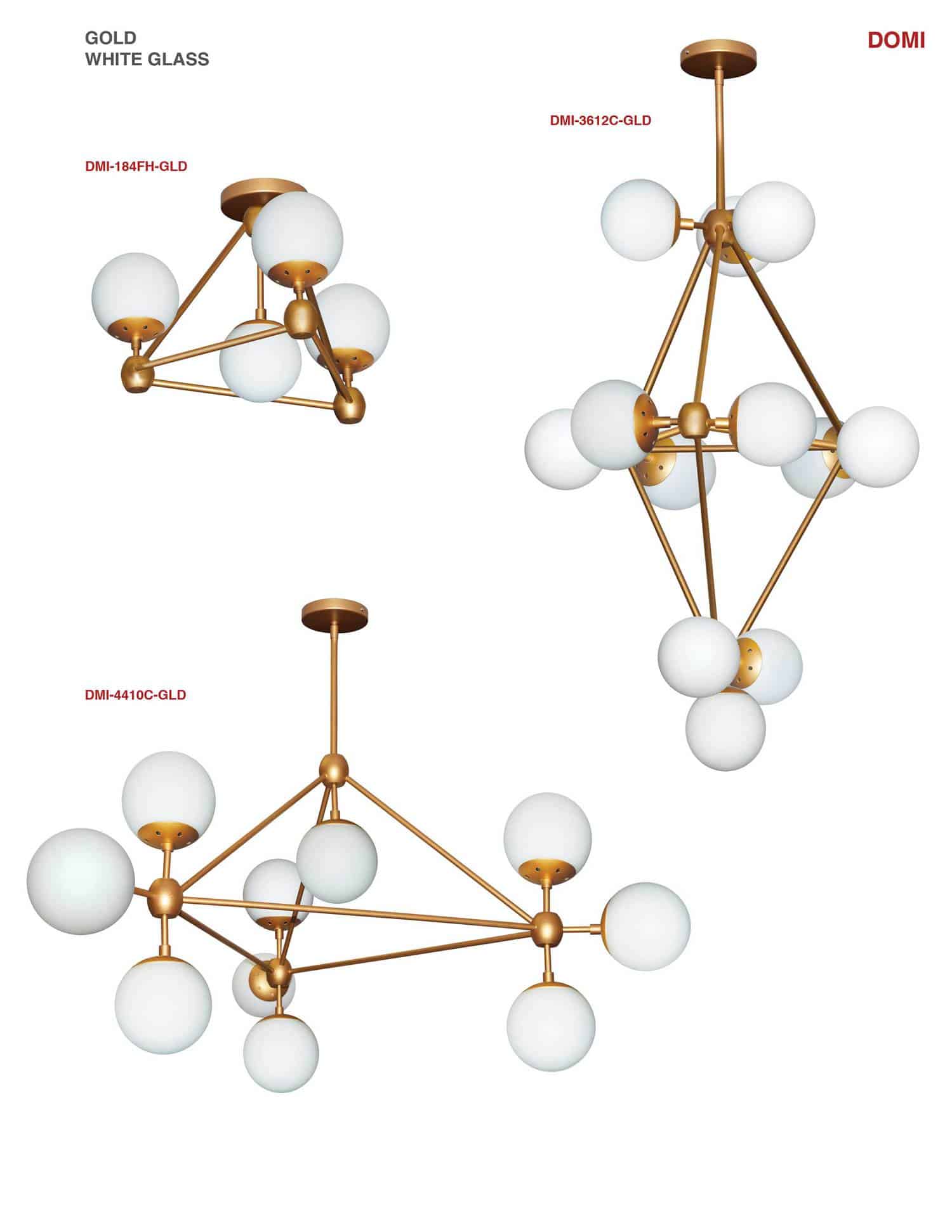 12LT Chandelier, Gold Finish w/White Glass Balls