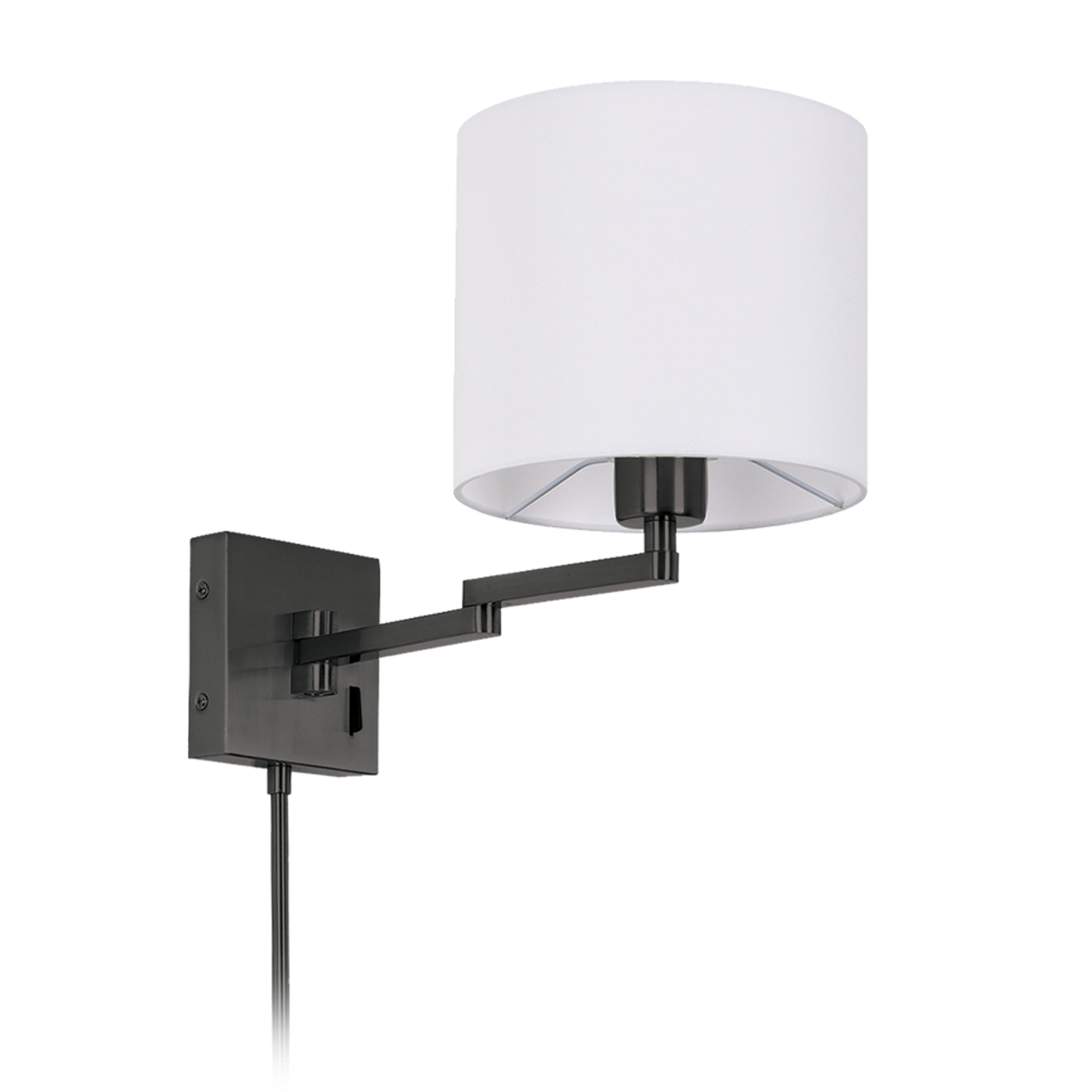 1LT Double Swing Arm Wall Lamp, MB w/ WH Shade