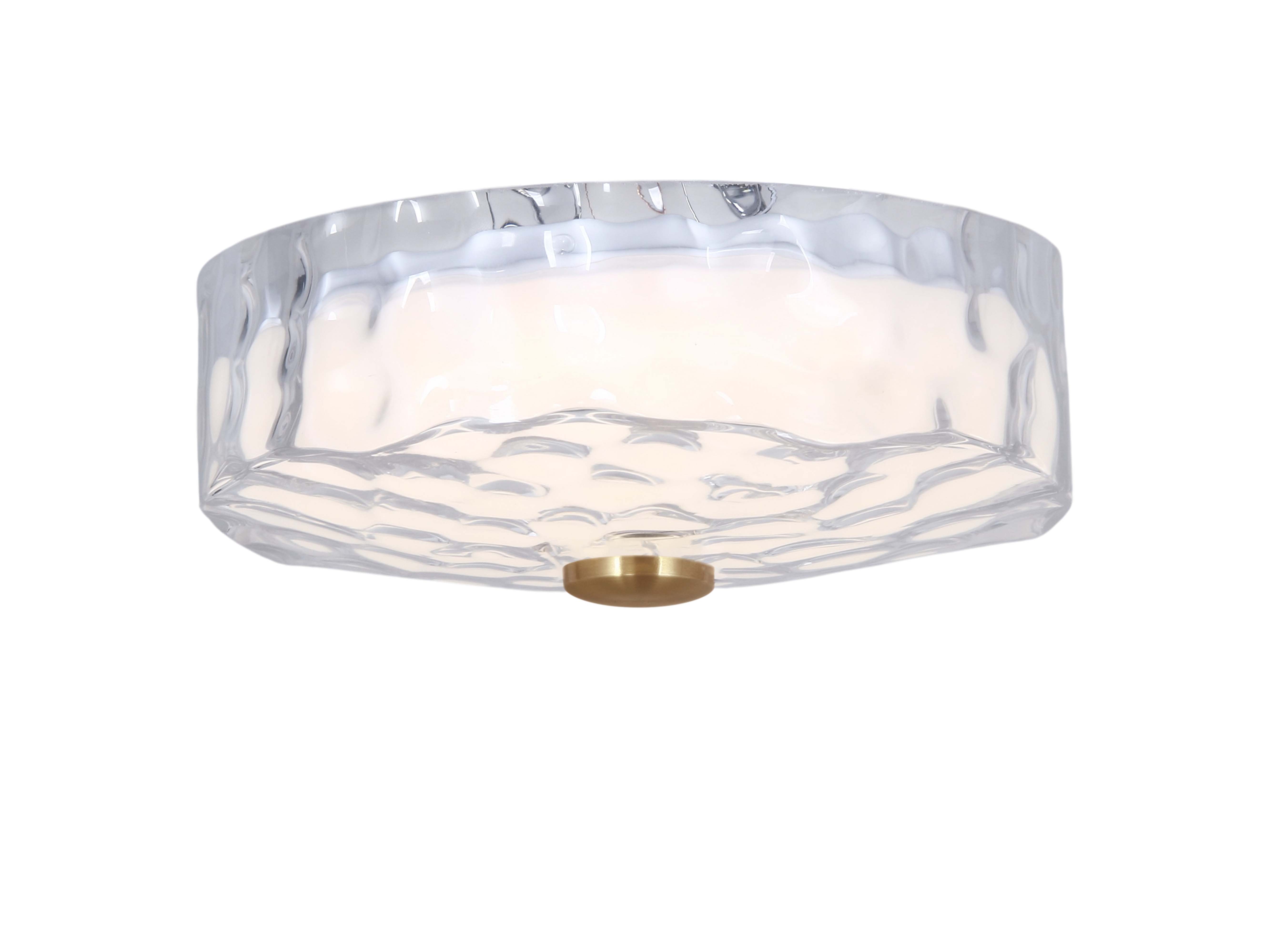 20W Flushmount, AGB w/ CLR Rippled Glass