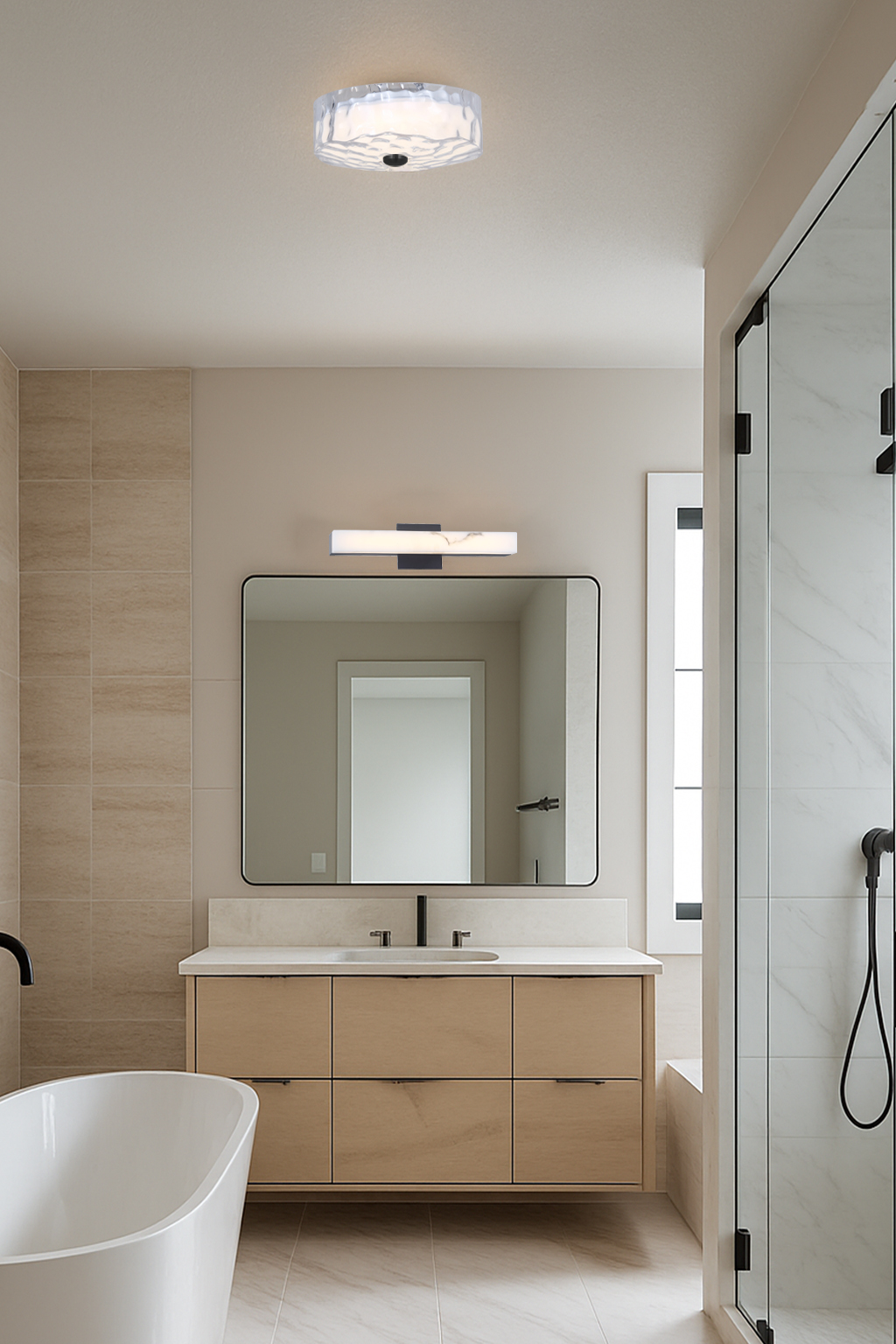 20W Flushmount, MB w/ CLR Rippled Glass