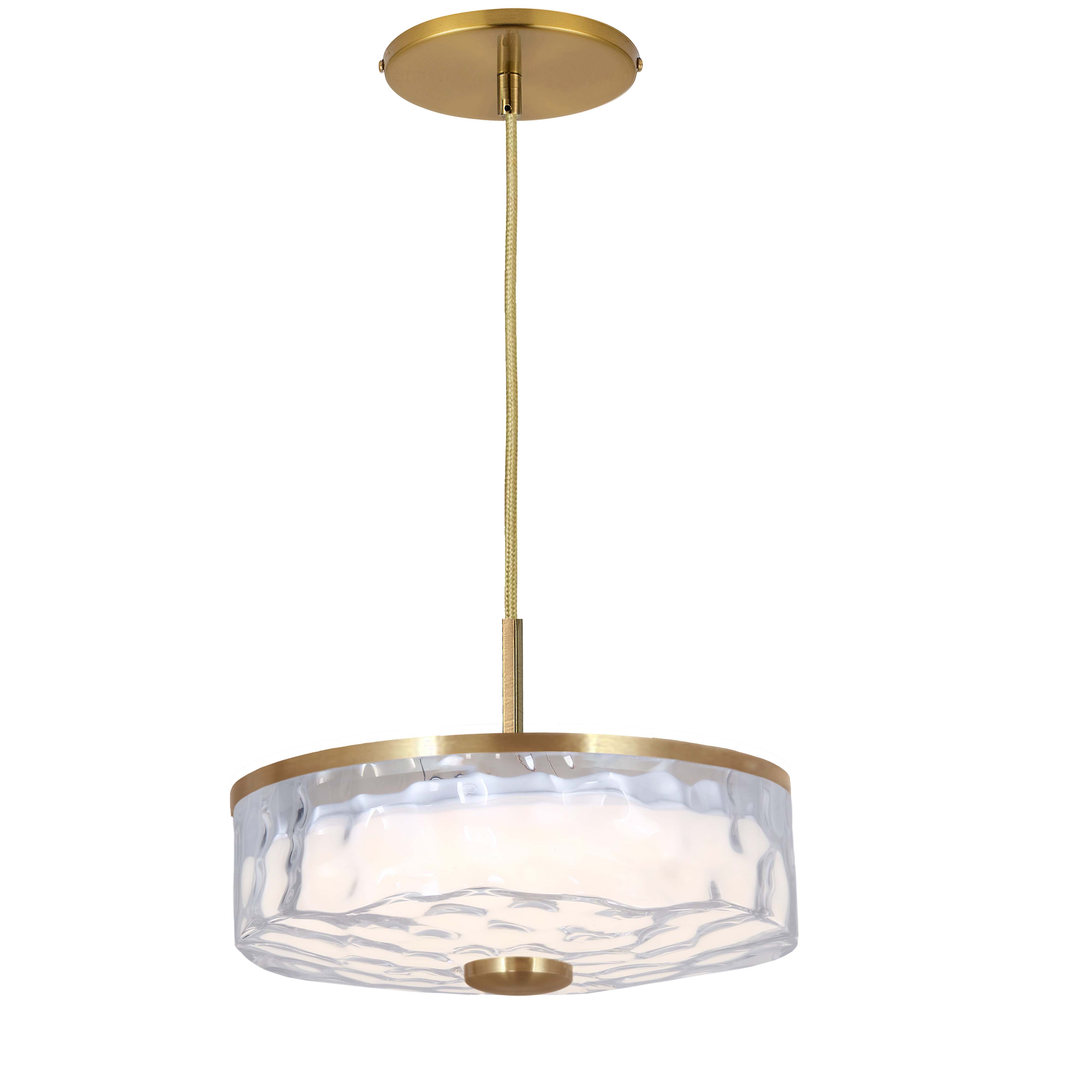 20W Pendant, AGB w/ CLR Rippled Glass